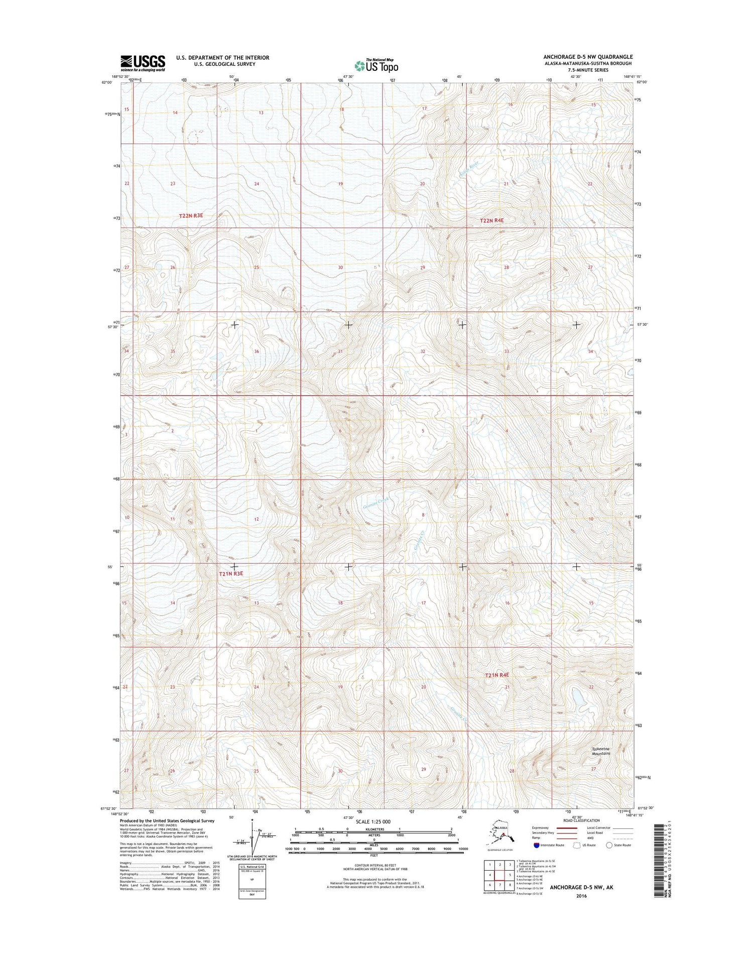 Anchorage D-5 NW Alaska US Topo Map Image