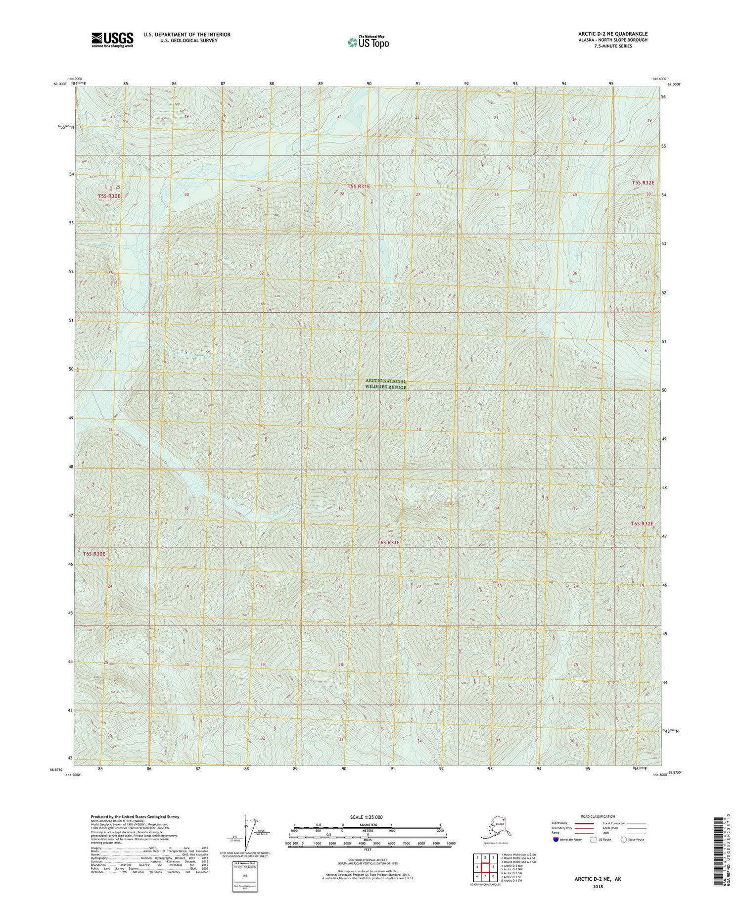 Arctic D-2 NE Alaska US Topo Map Image