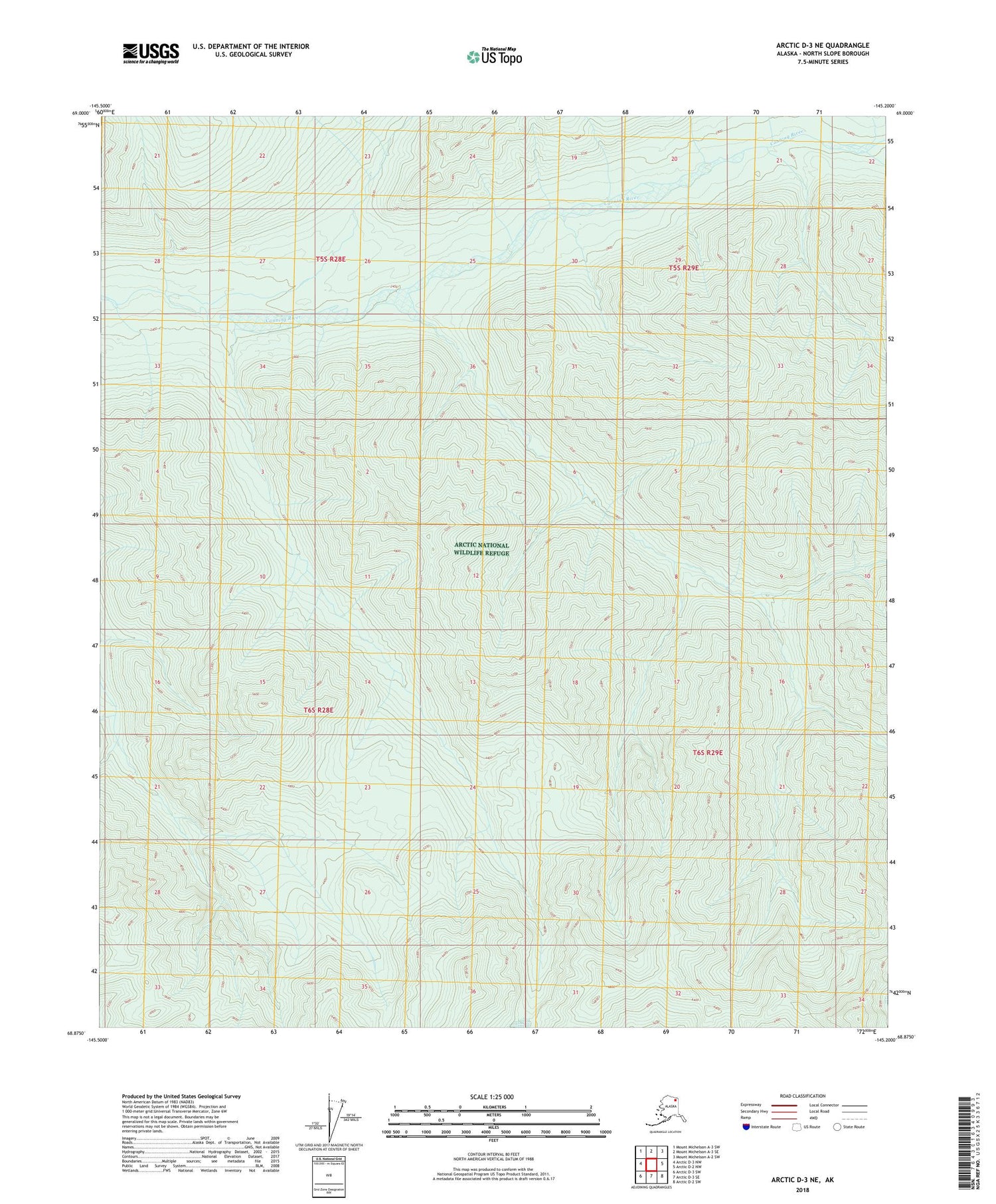 Arctic D-3 NE Alaska US Topo Map Image