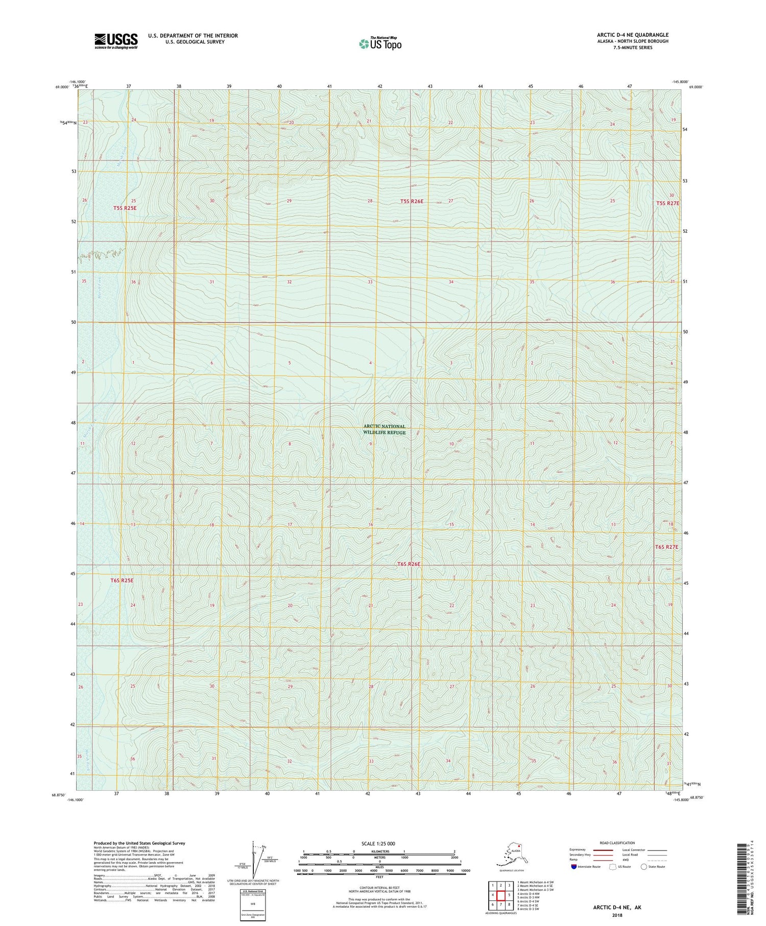 Arctic D-4 NE Alaska US Topo Map Image