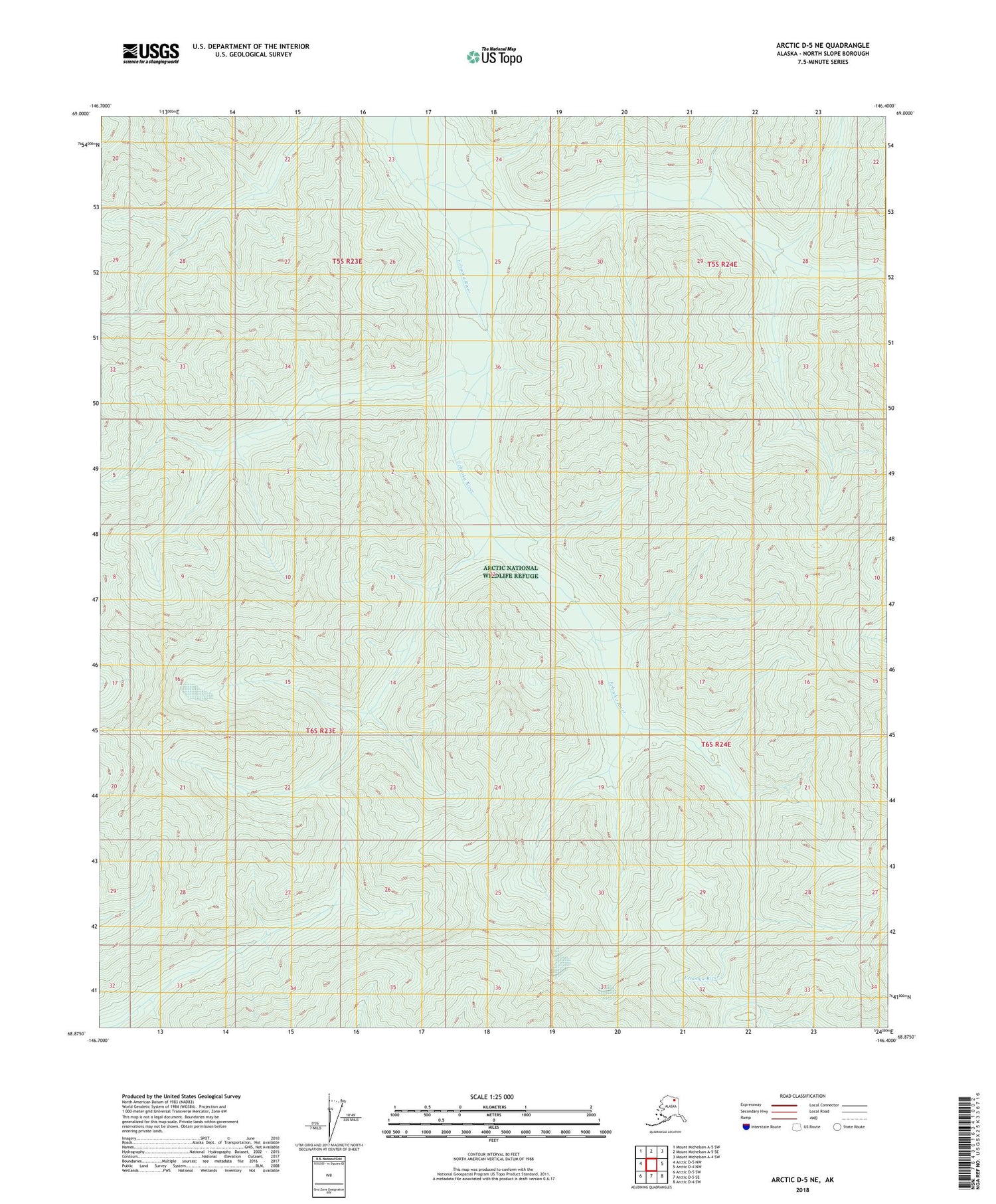 Arctic D-5 NE Alaska US Topo Map Image