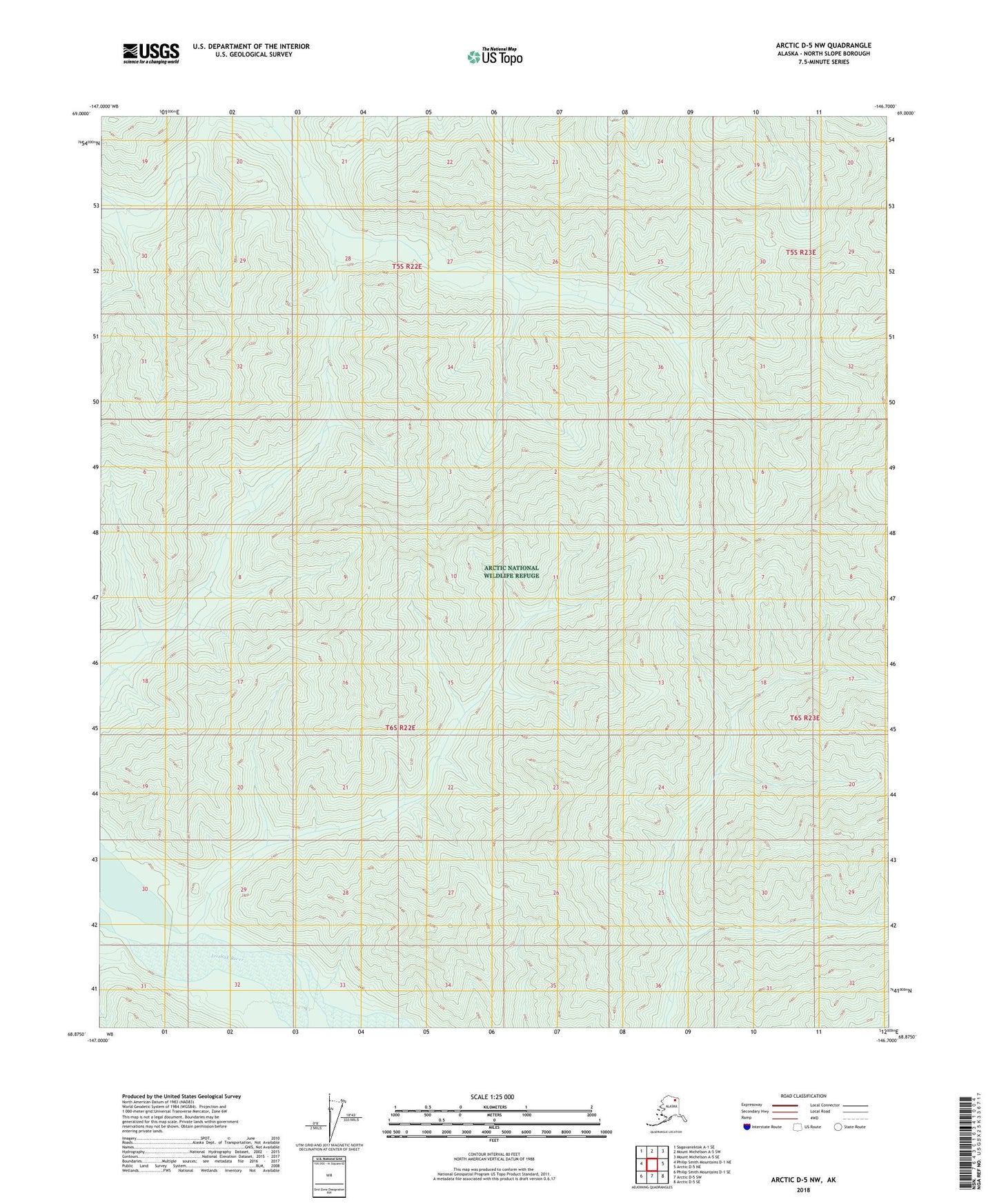 Arctic D-5 NW Alaska US Topo Map Image