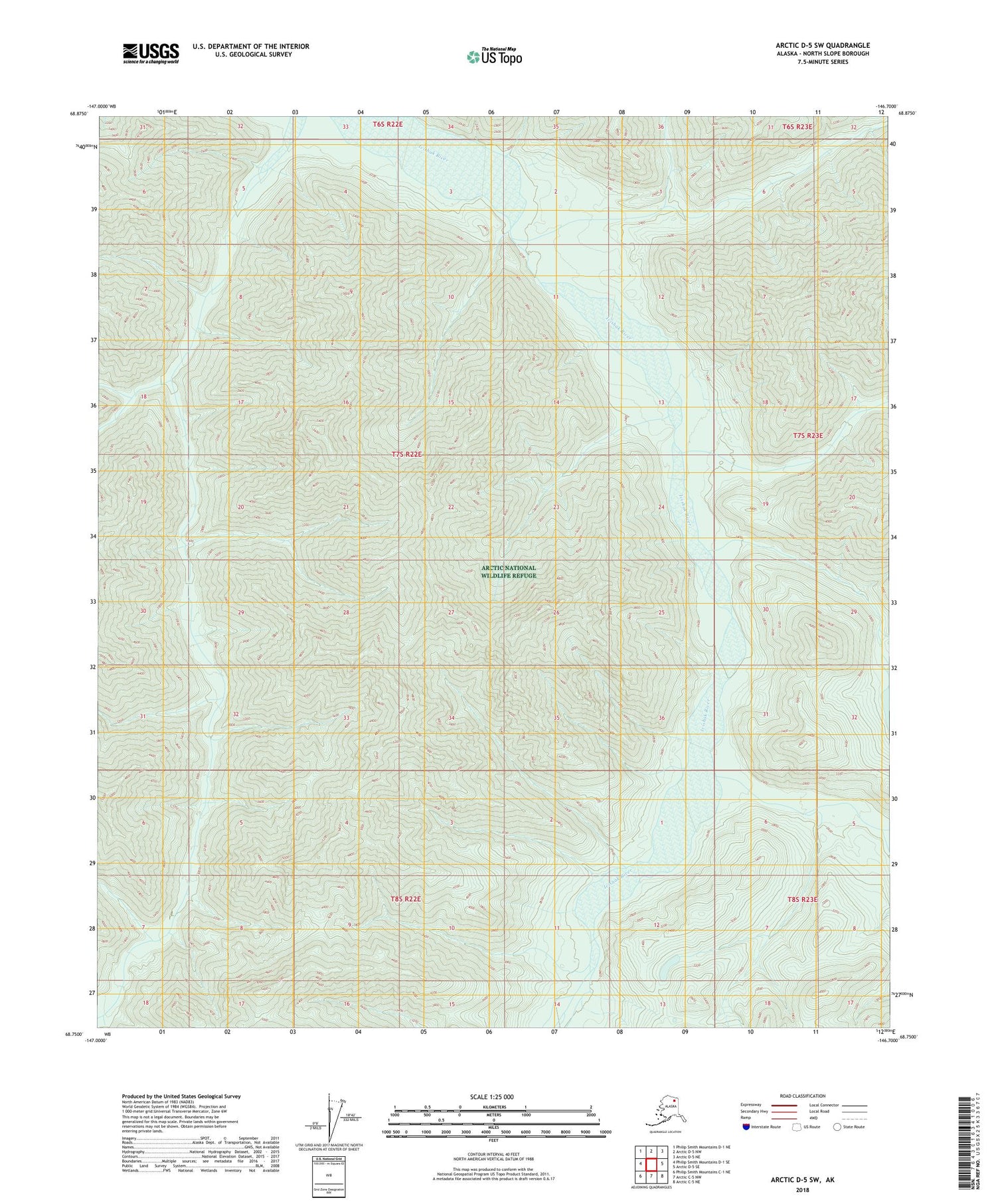 Arctic D-5 SW Alaska US Topo Map Image