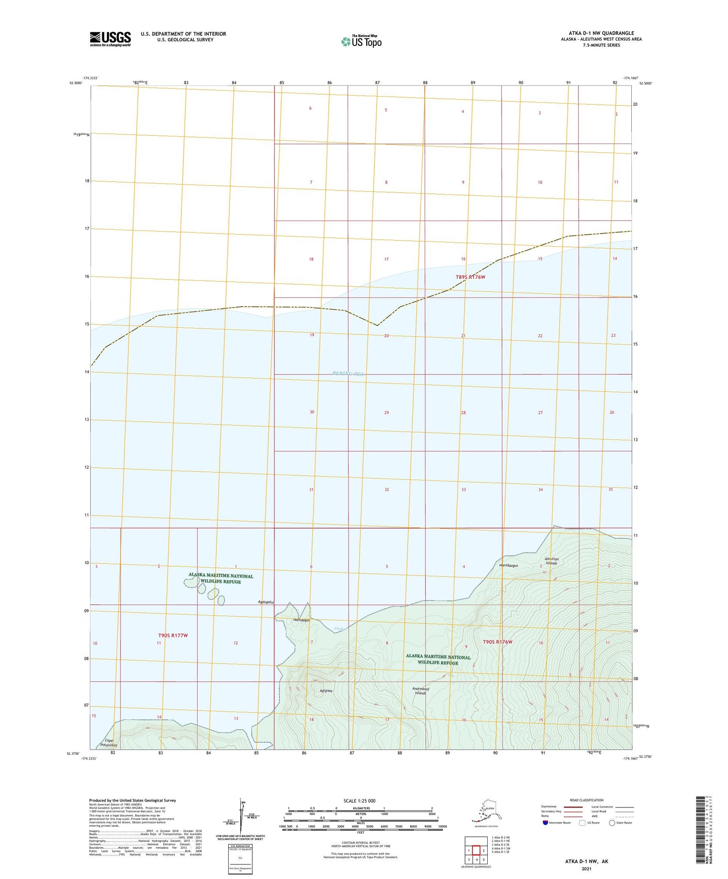 Atka D-1 NW Alaska US Topo Map Image