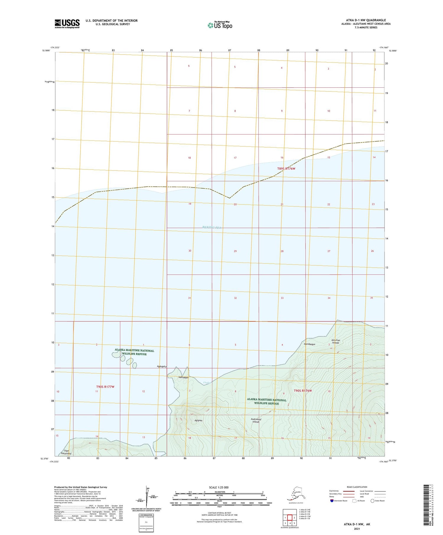 Atka D-1 NW Alaska US Topo Map Image