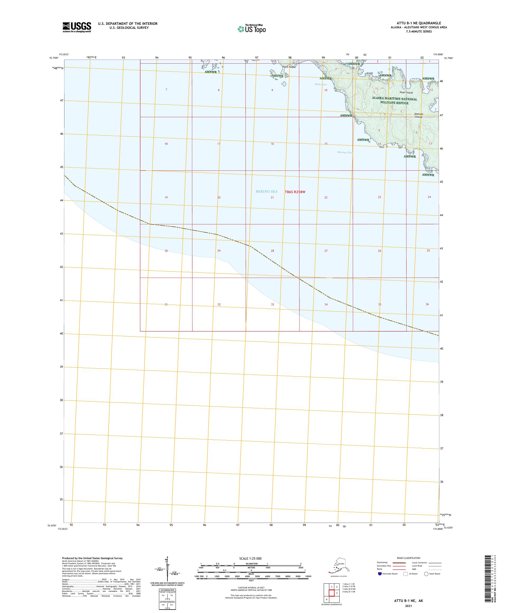 Attu B-1 NE Alaska US Topo Map – MyTopo Map Store