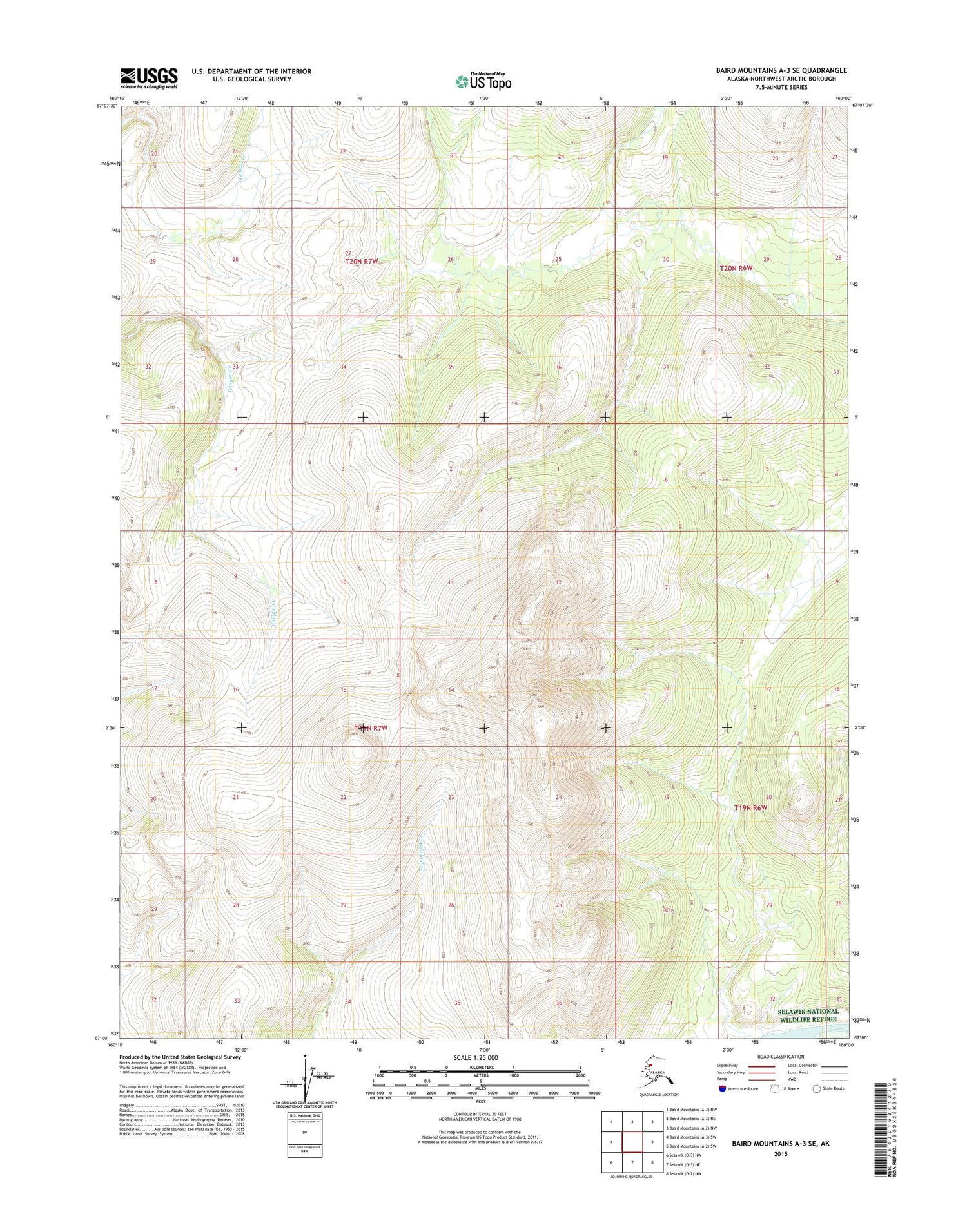 Baird Mountains A-3 SE Alaska US Topo Map Image