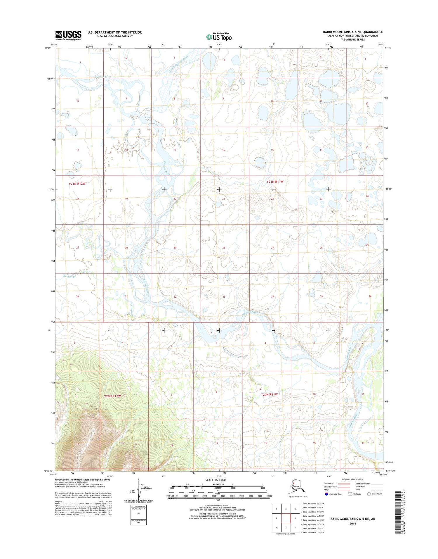 Baird Mountains A-5 NE Alaska US Topo Map Image