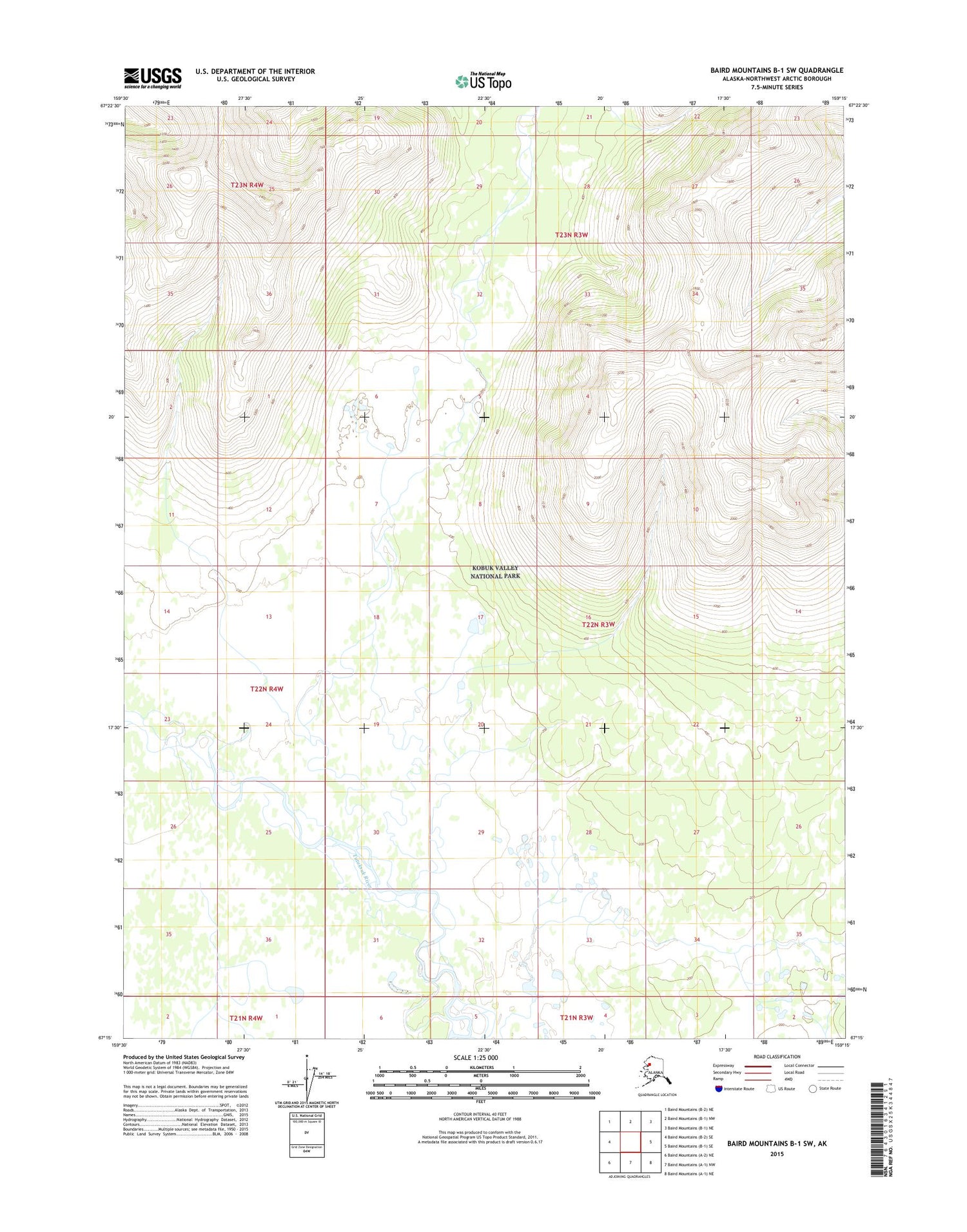 Baird Mountains B-1 SW Alaska US Topo Map Image
