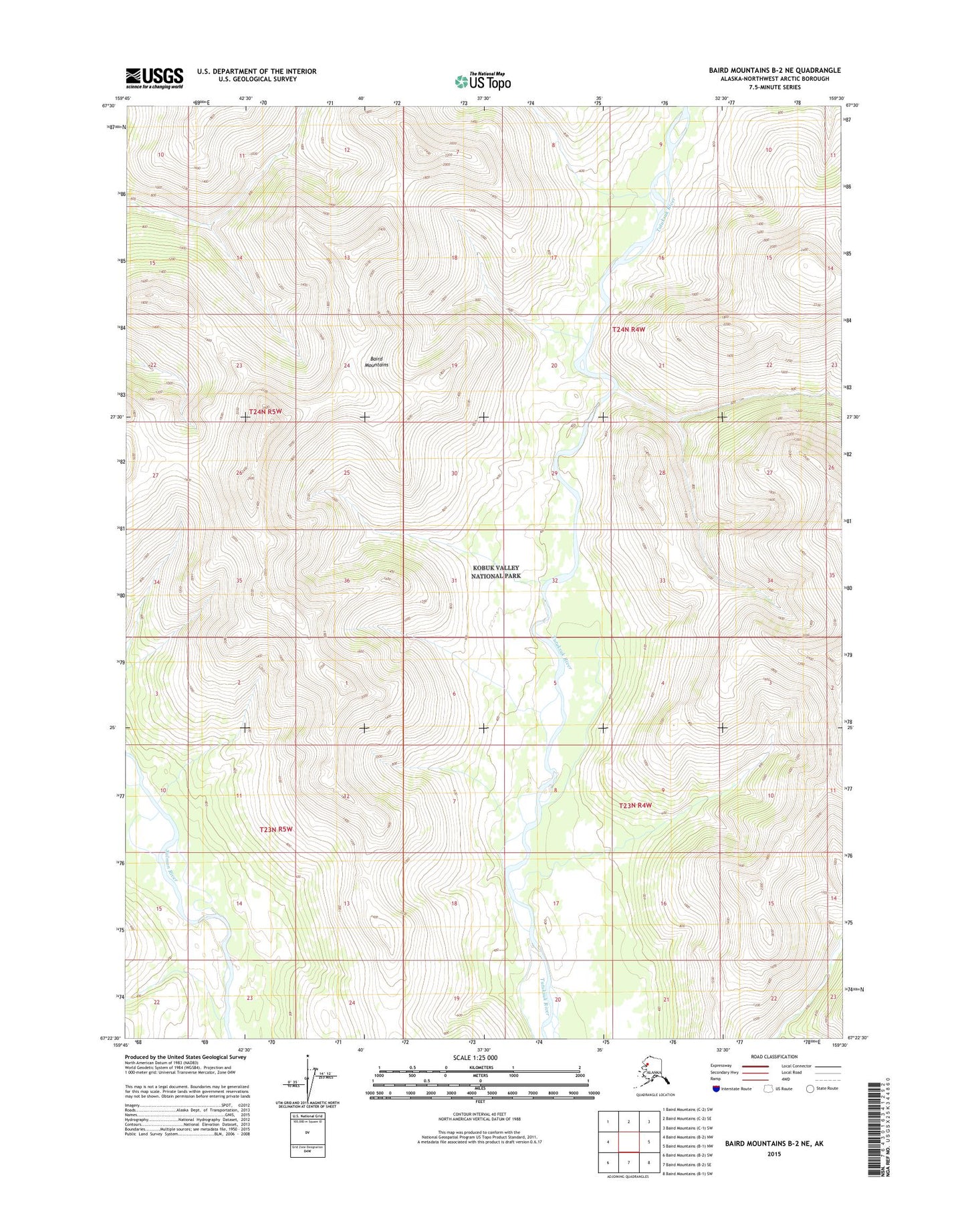 Baird Mountains B-2 NE Alaska US Topo Map Image