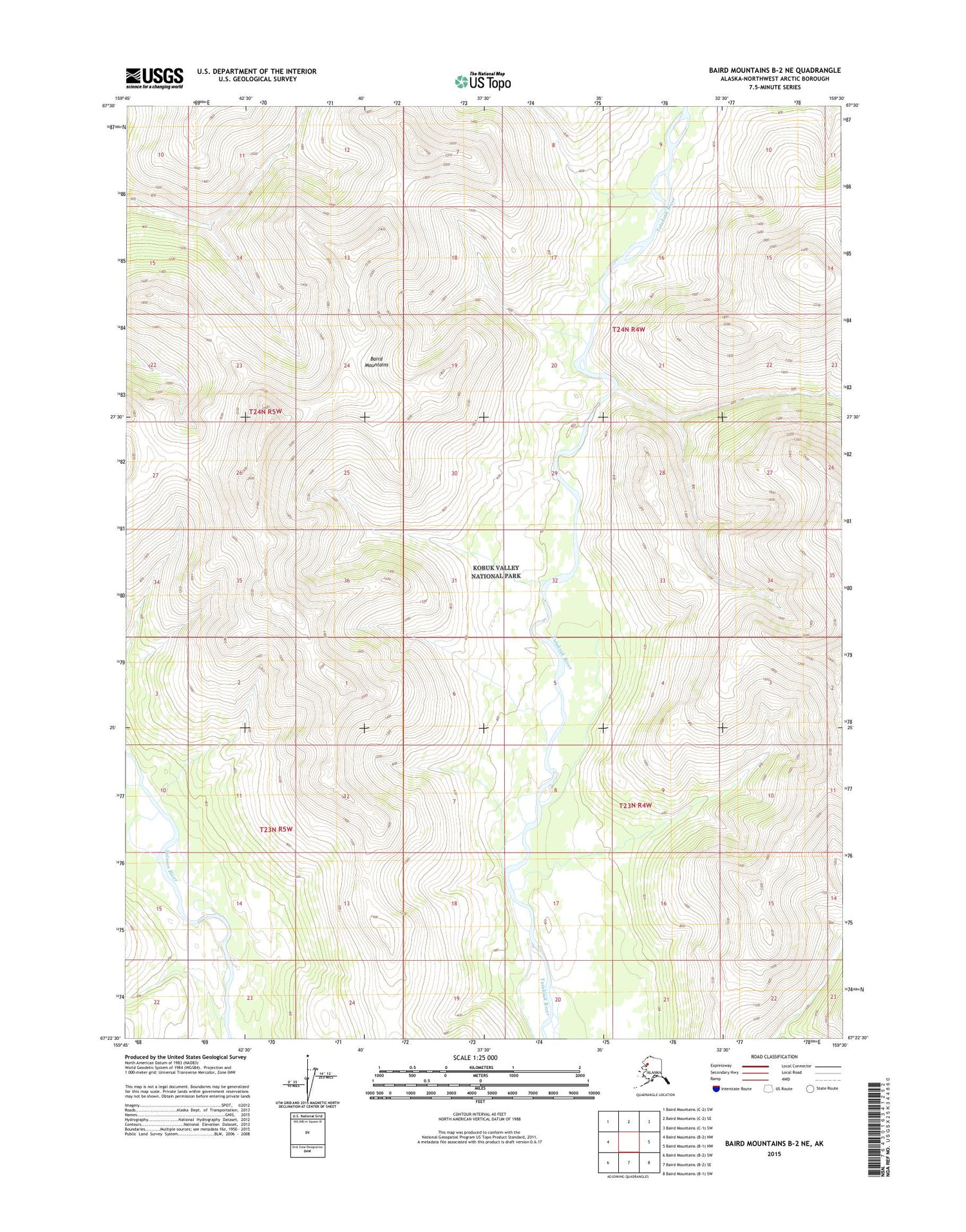 Baird Mountains B-2 NE Alaska US Topo Map Image