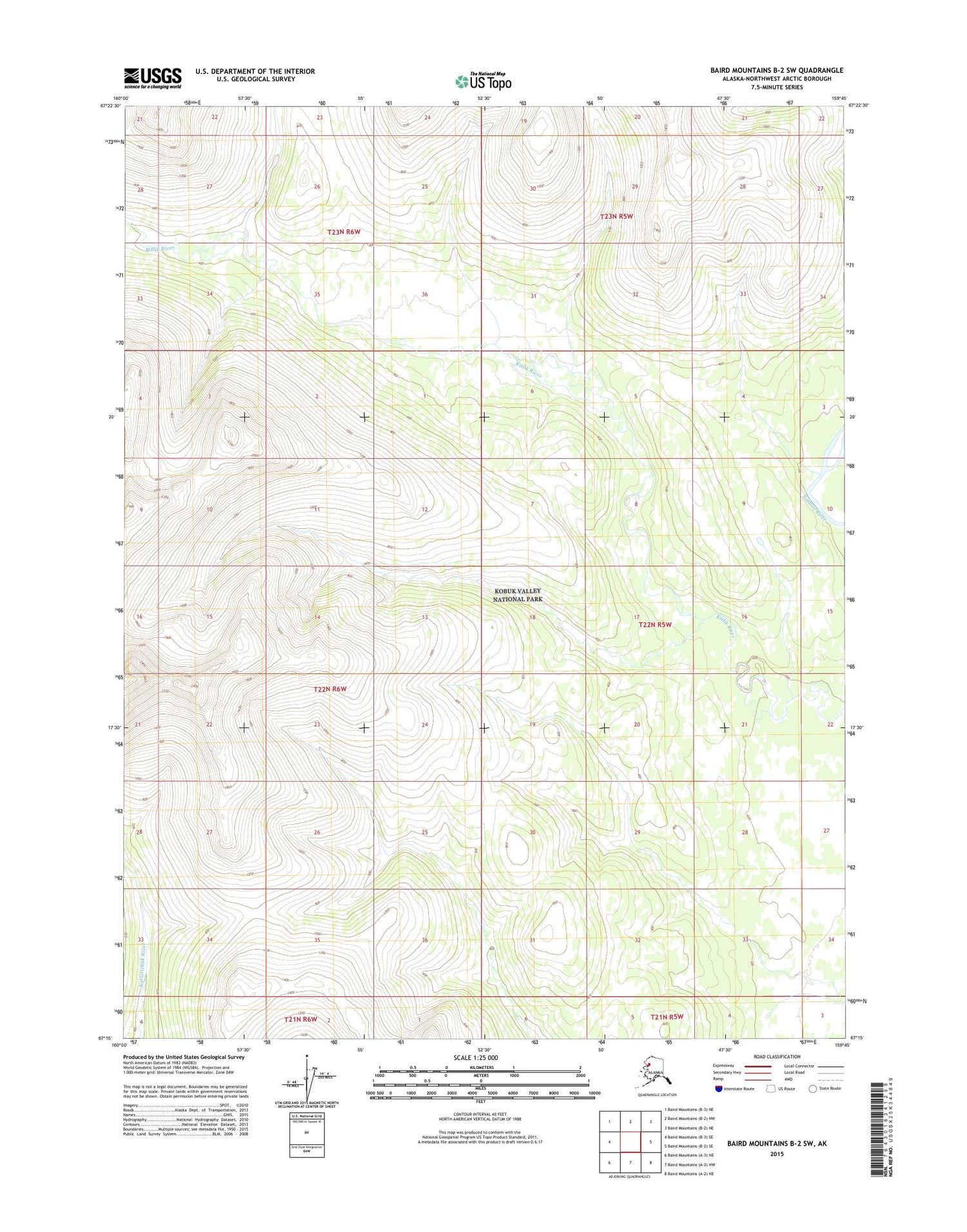 Baird Mountains B-2 SW Alaska US Topo Map Image