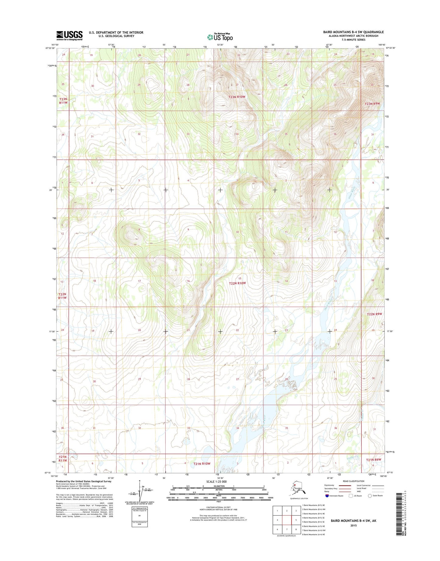 Baird Mountains B-4 SW Alaska US Topo Map Image