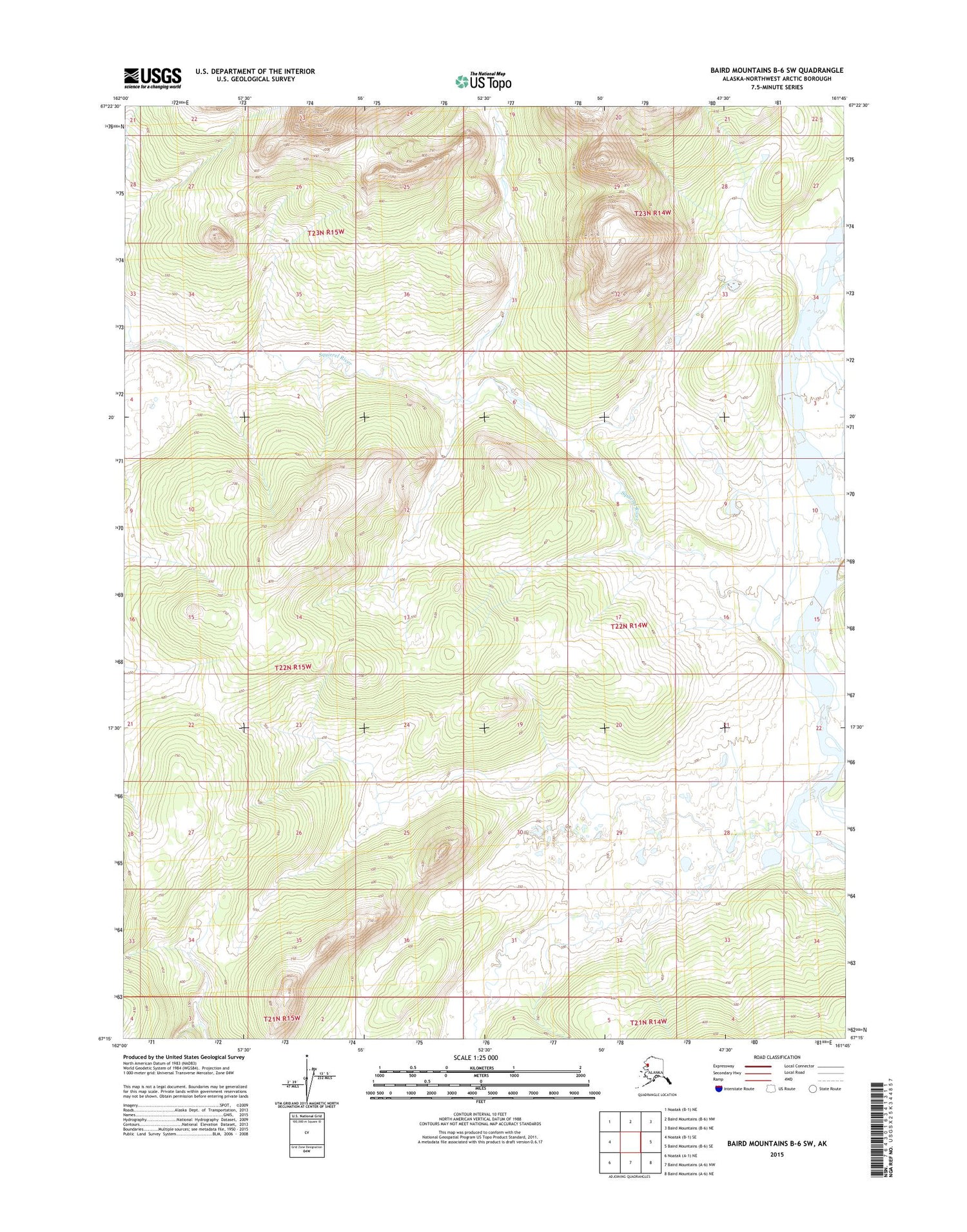 Baird Mountains B-6 SW Alaska US Topo Map Image