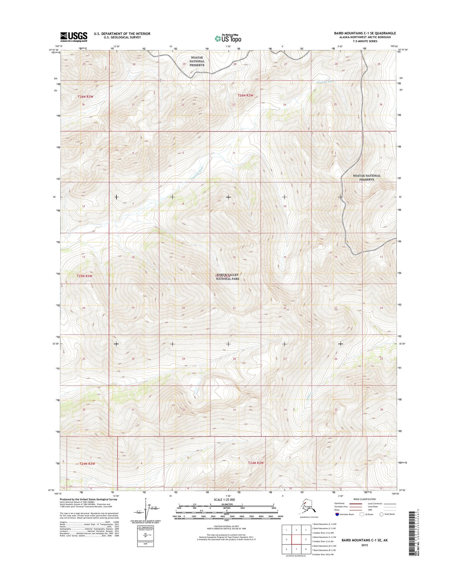 Baird Mountains C-1 SE Alaska US Topo Map Image