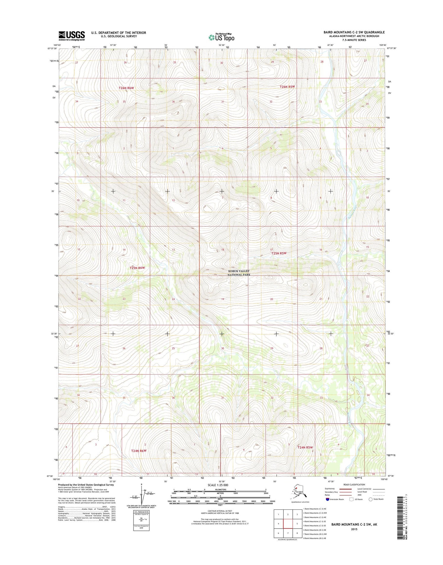 Baird Mountains C-2 SW Alaska US Topo Map Image