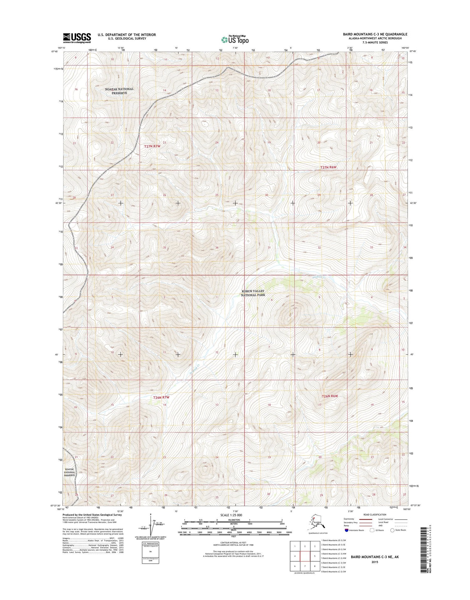 Baird Mountains C-3 NE Alaska US Topo Map Image