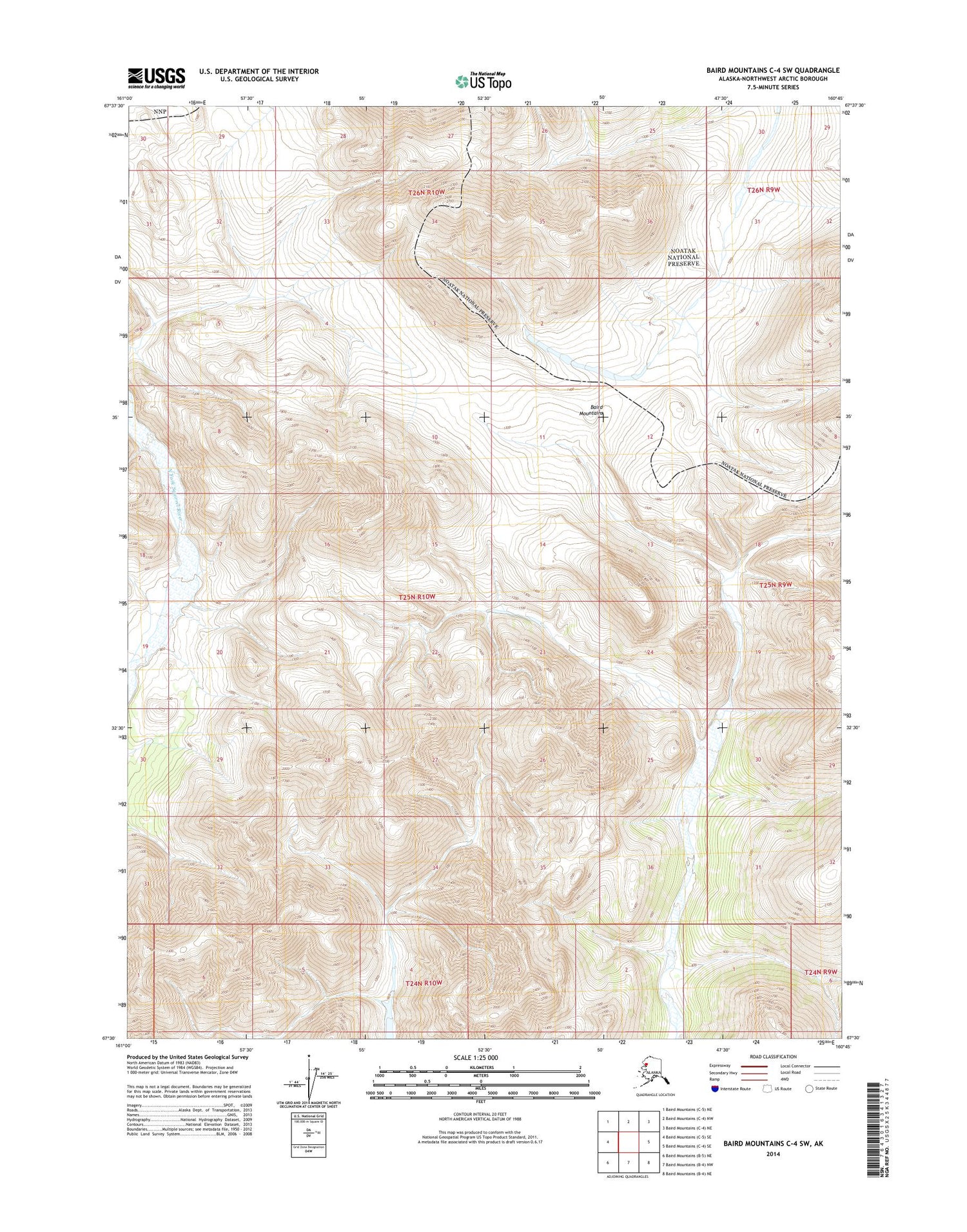 Baird Mountains C-4 SW Alaska US Topo Map Image
