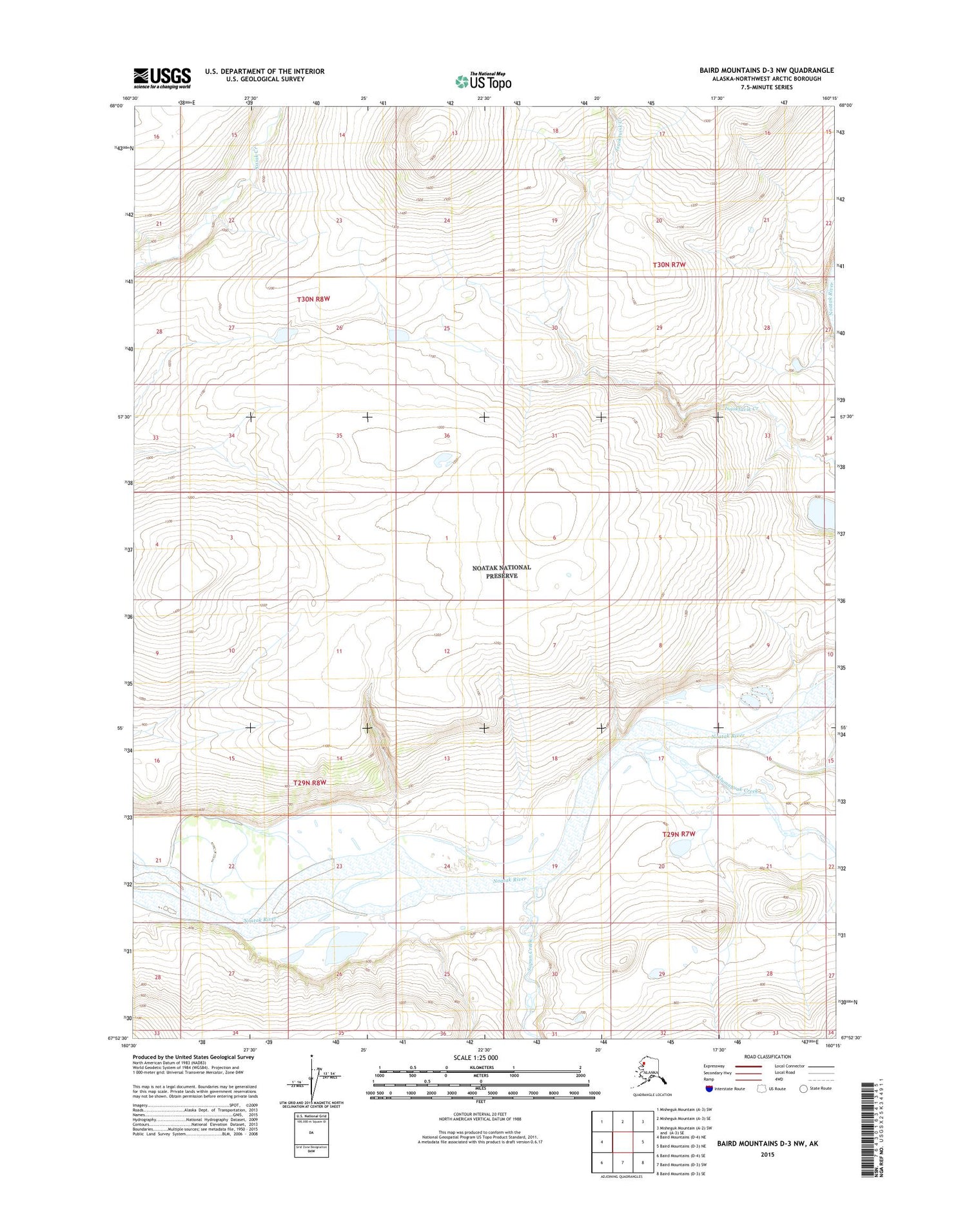 Baird Mountains D-3 NW Alaska US Topo Map Image