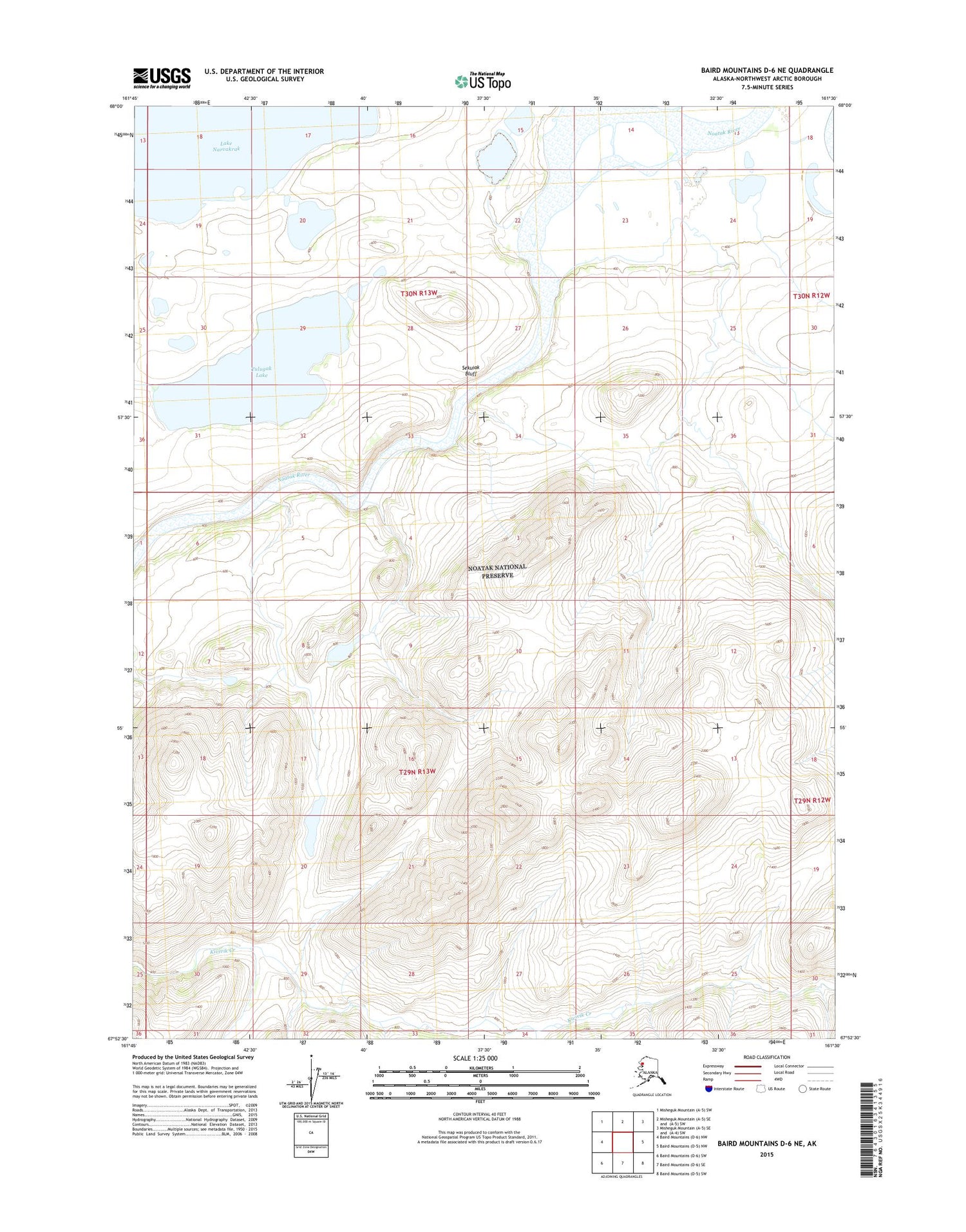 Baird Mountains D-6 NE Alaska US Topo Map Image