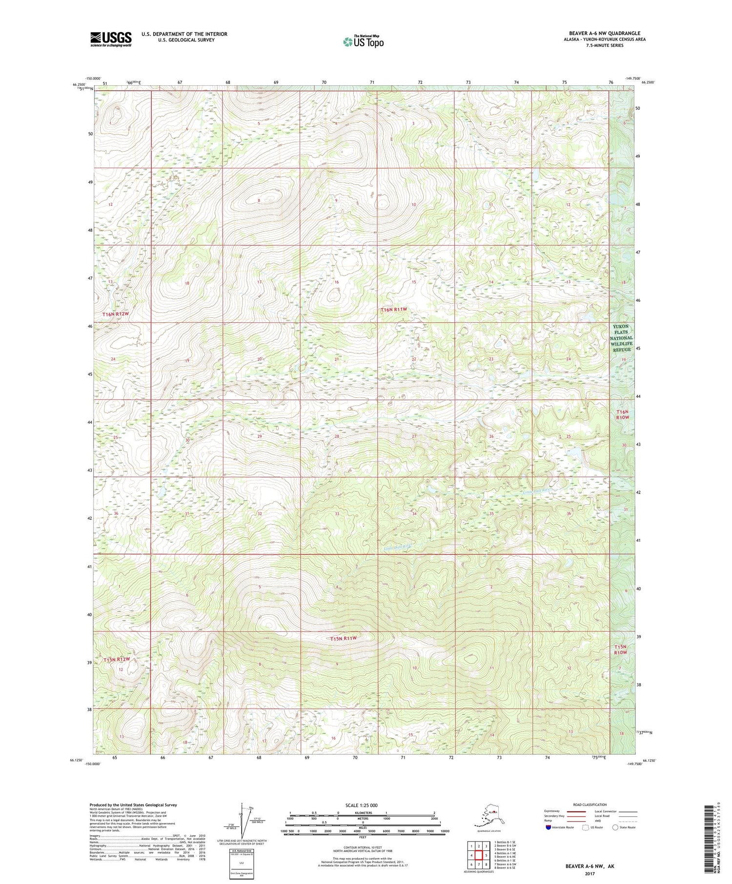 Beaver A-6 NW Alaska US Topo Map Image