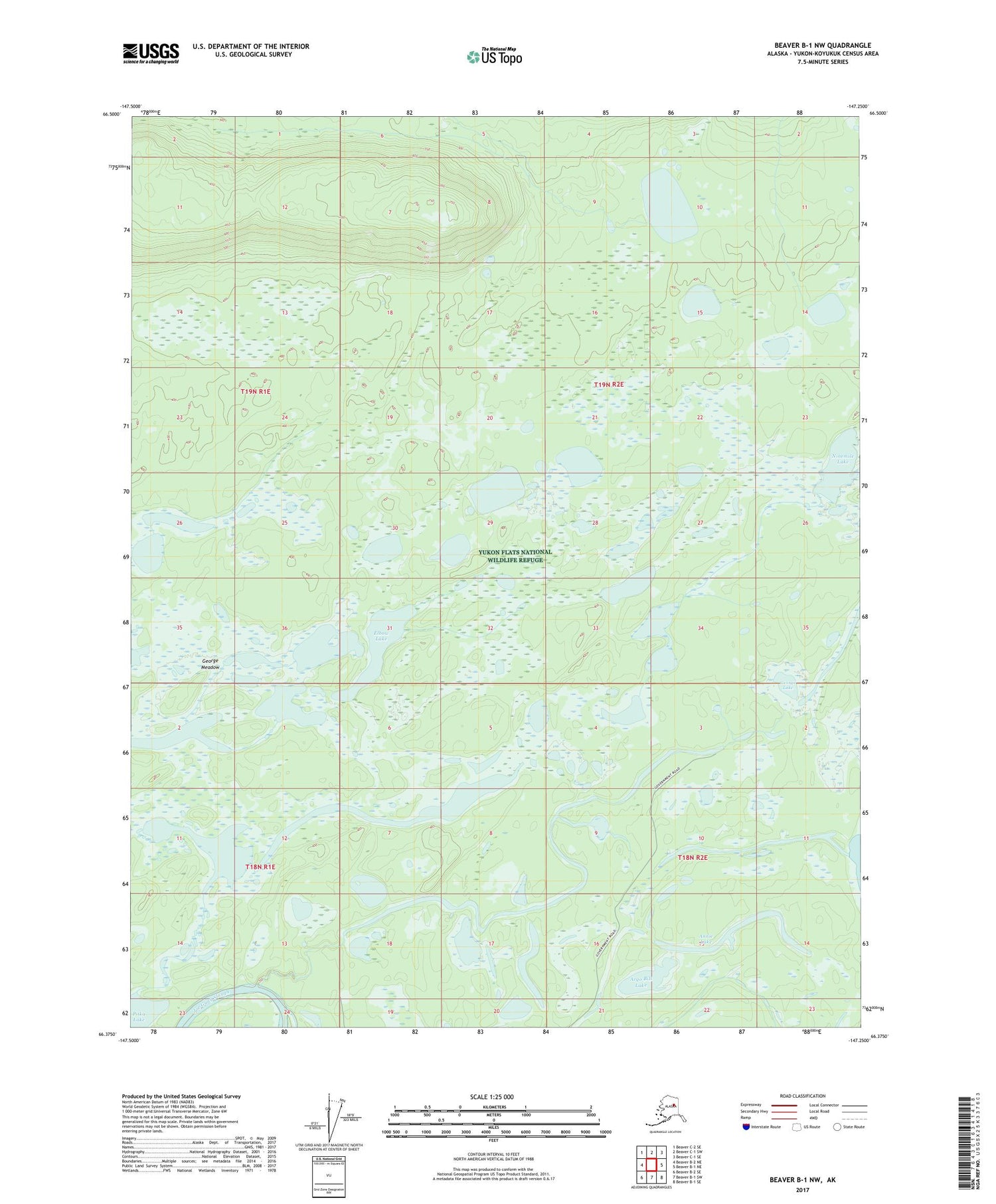 Beaver B-1 NW Alaska US Topo Map Image