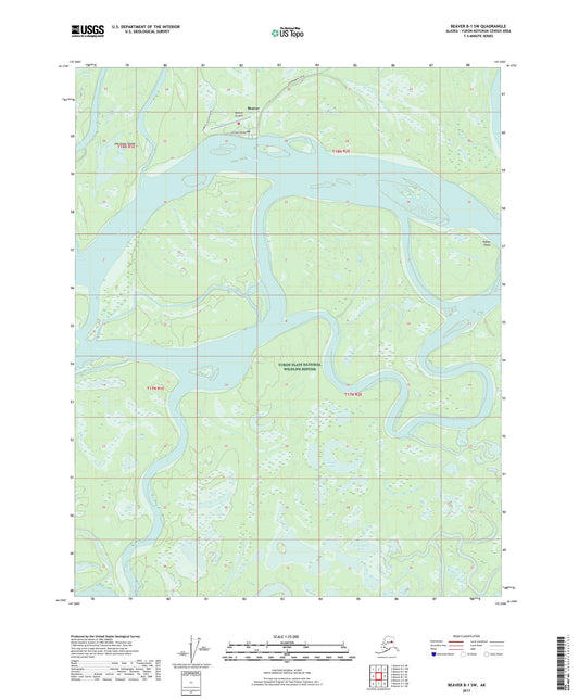 Beaver B-1 SW Alaska US Topo Map Image