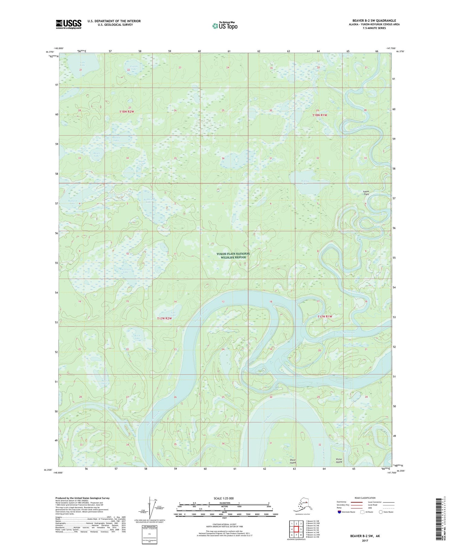 Beaver B-2 SW Alaska US Topo Map Image