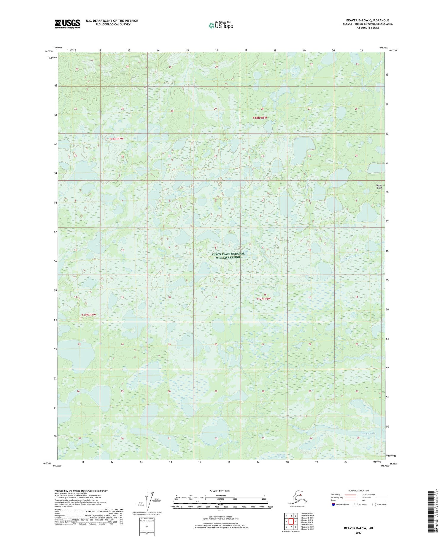 Beaver B-4 SW Alaska US Topo Map Image