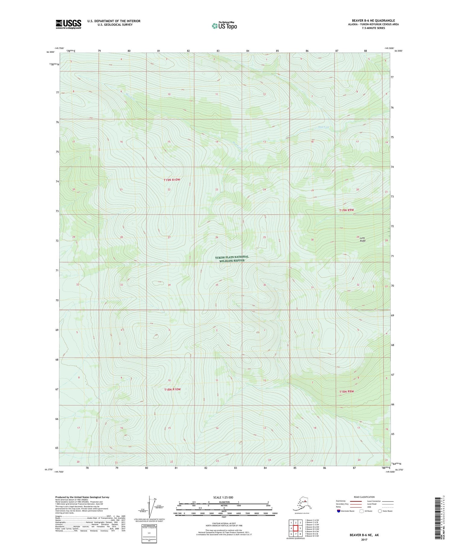 Beaver B-6 NE Alaska US Topo Map Image