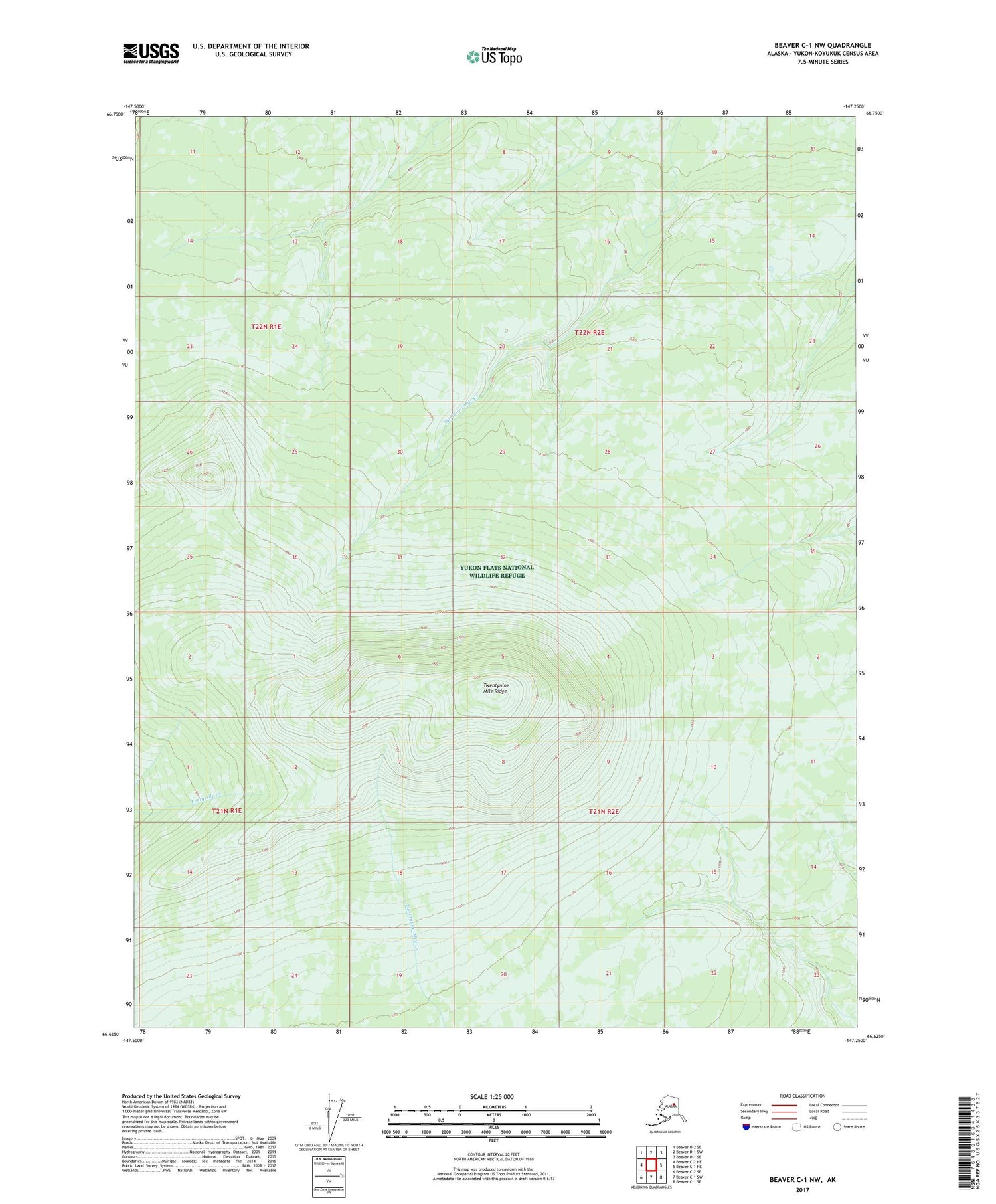 Beaver C-1 NW Alaska US Topo Map Image