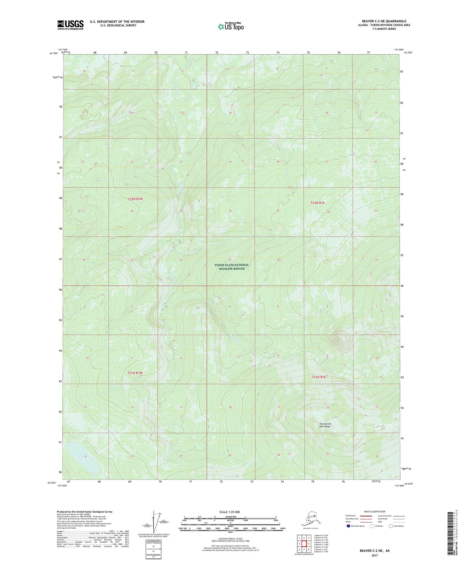 Beaver C-2 NE Alaska US Topo Map Image