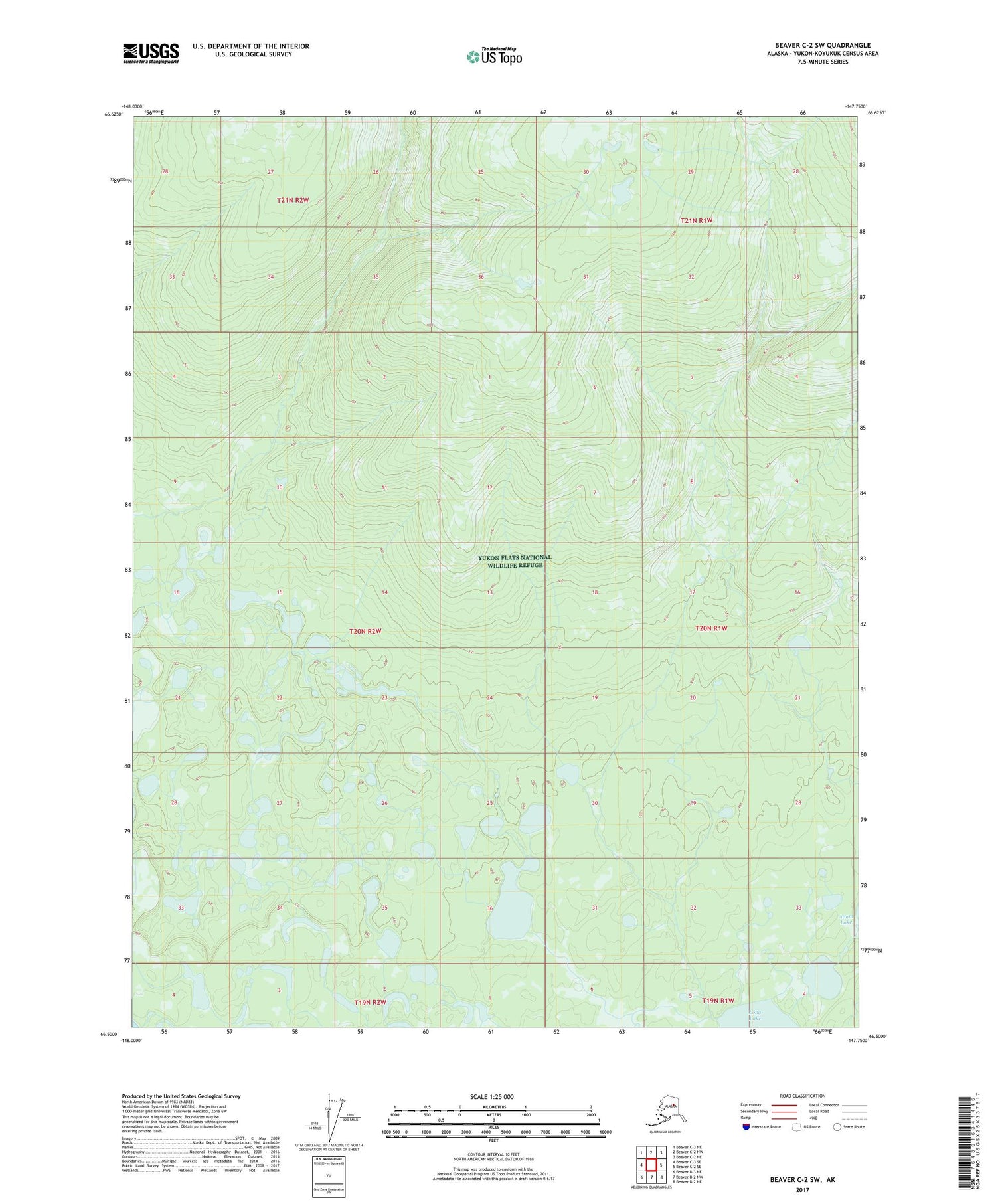 Beaver C-2 SW Alaska US Topo Map Image