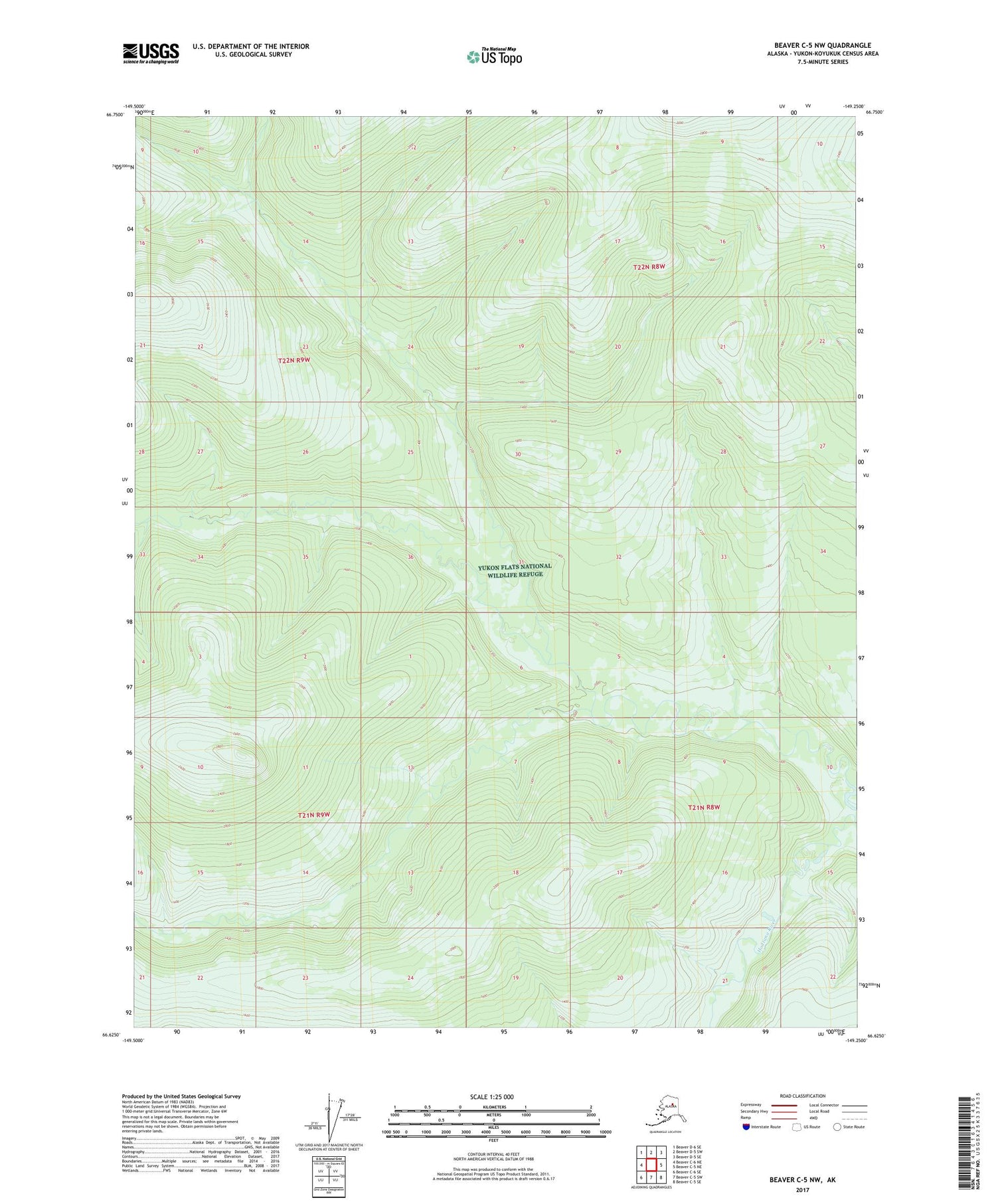 Beaver C-5 NW Alaska US Topo Map Image