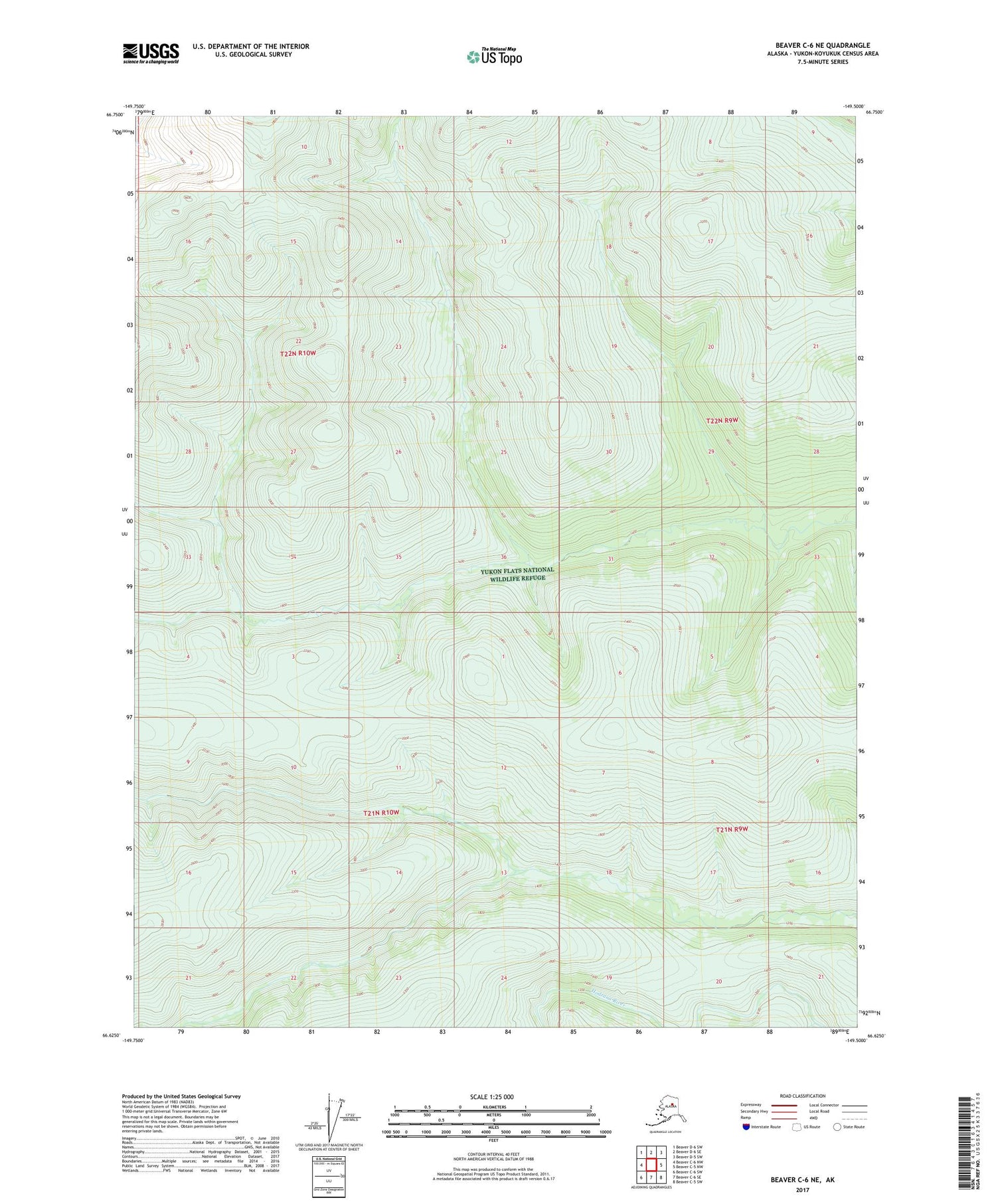 Beaver C-6 NE Alaska US Topo Map Image