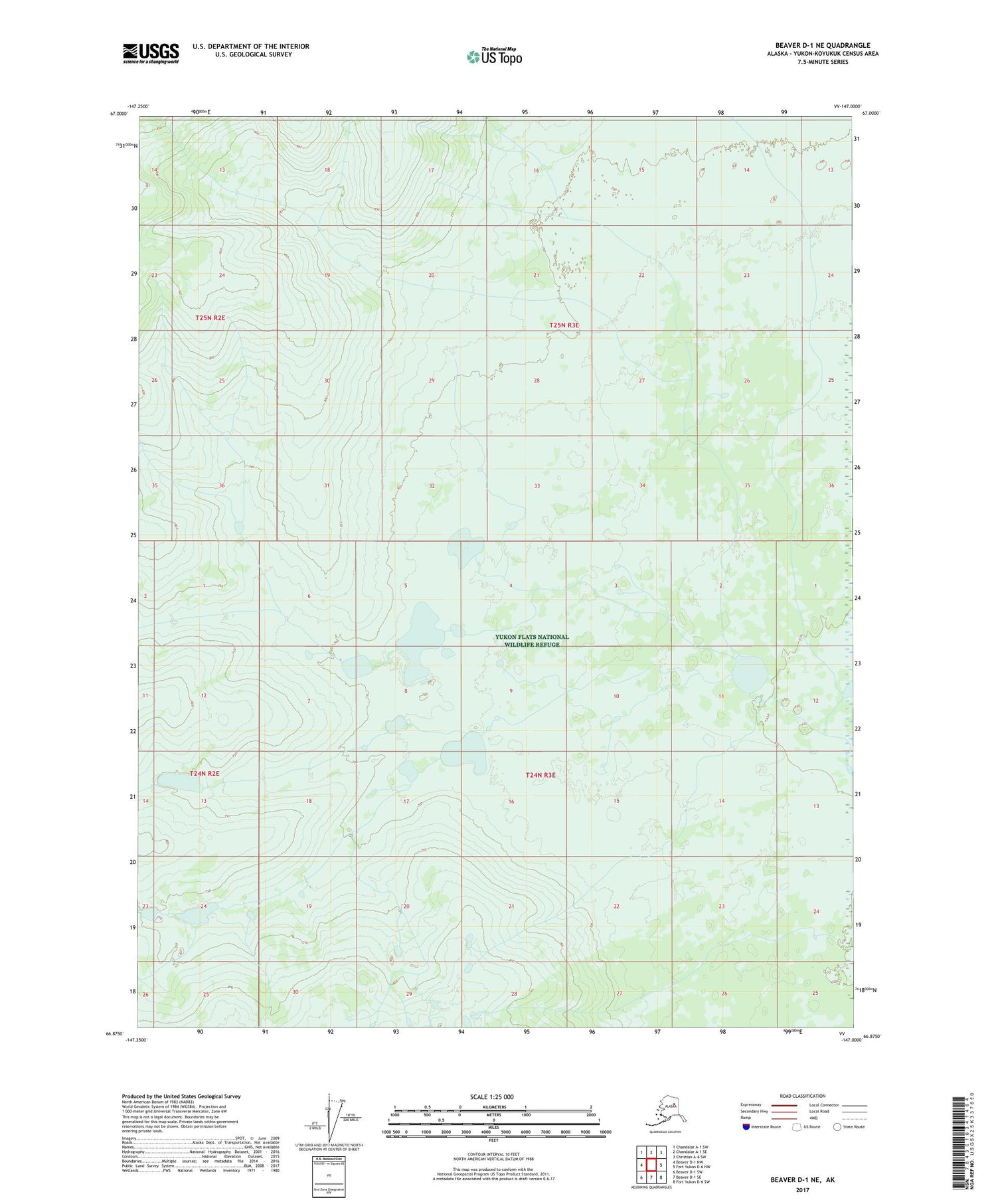 Beaver D-1 NE Alaska US Topo Map Image