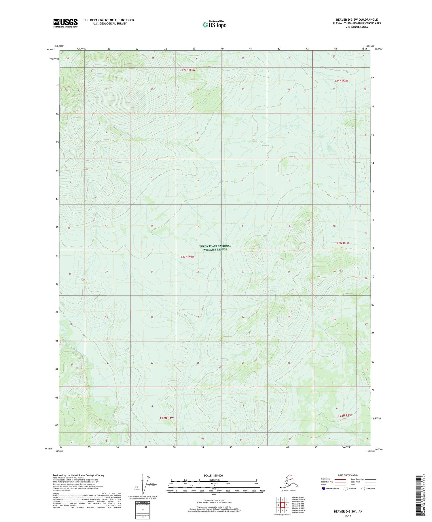 Beaver D-3 SW Alaska US Topo Map Image
