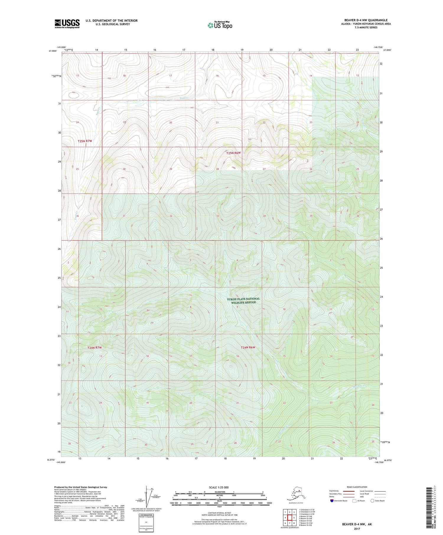 Beaver D-4 NW Alaska US Topo Map Image