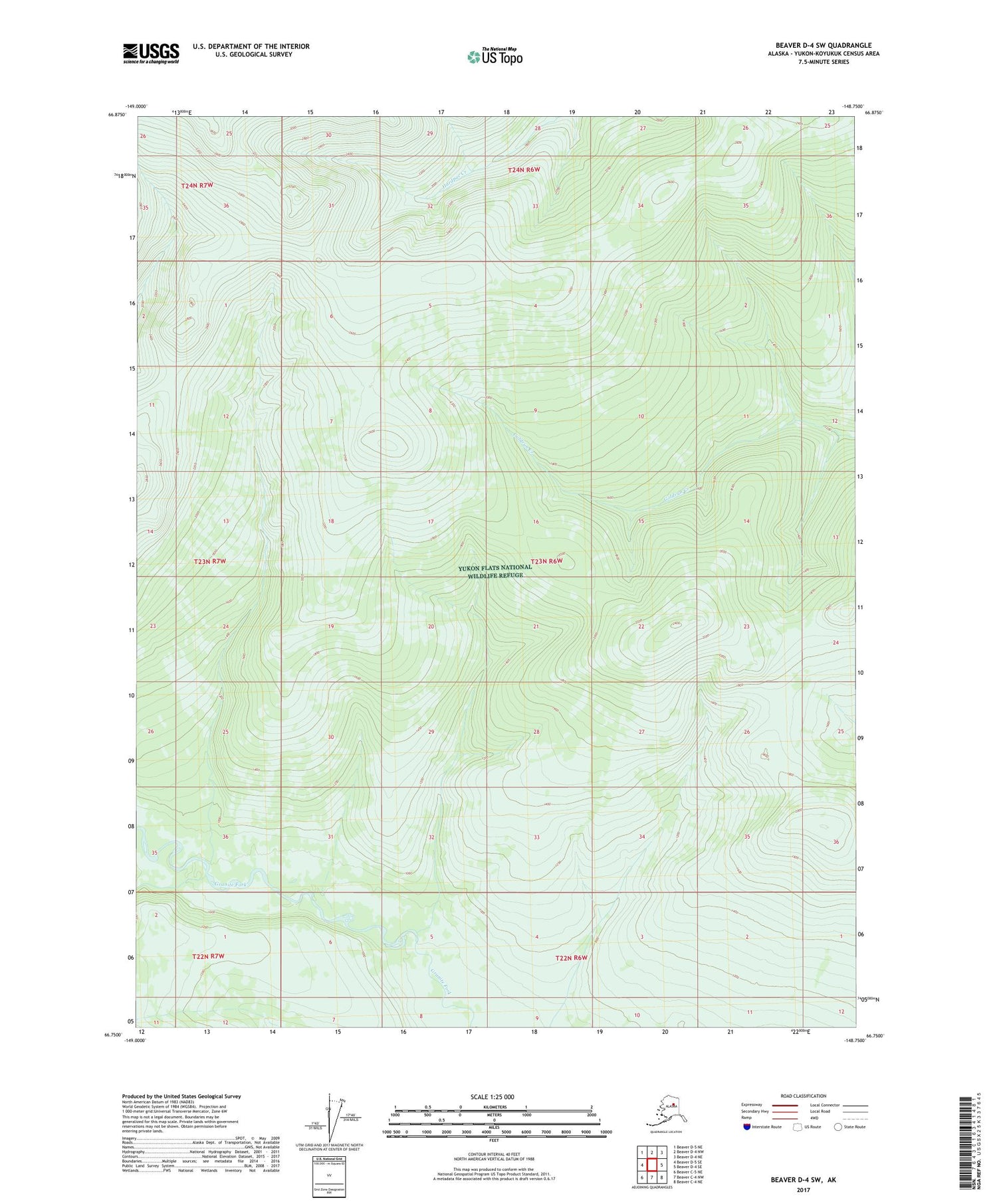 Beaver D-4 SW Alaska US Topo Map Image