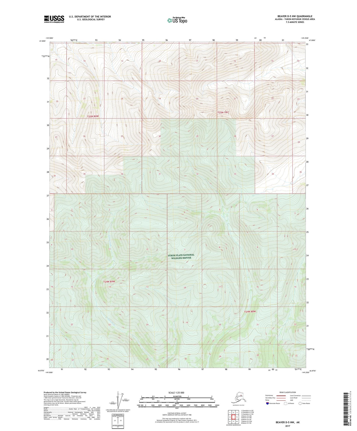 Beaver D-5 NW Alaska US Topo Map Image
