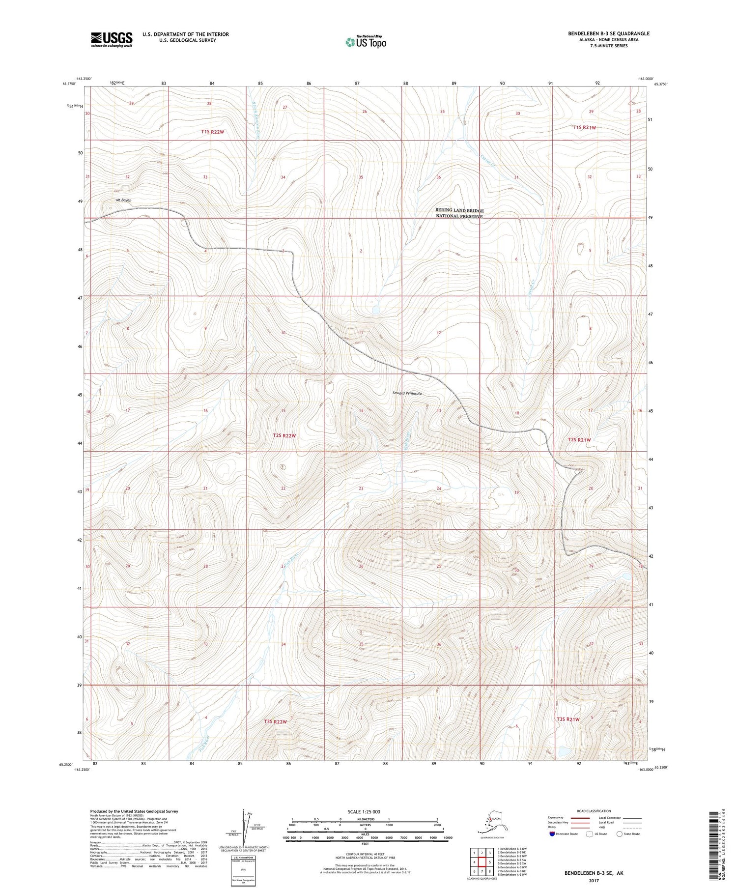 Bendeleben B-3 SE Alaska US Topo Map Image