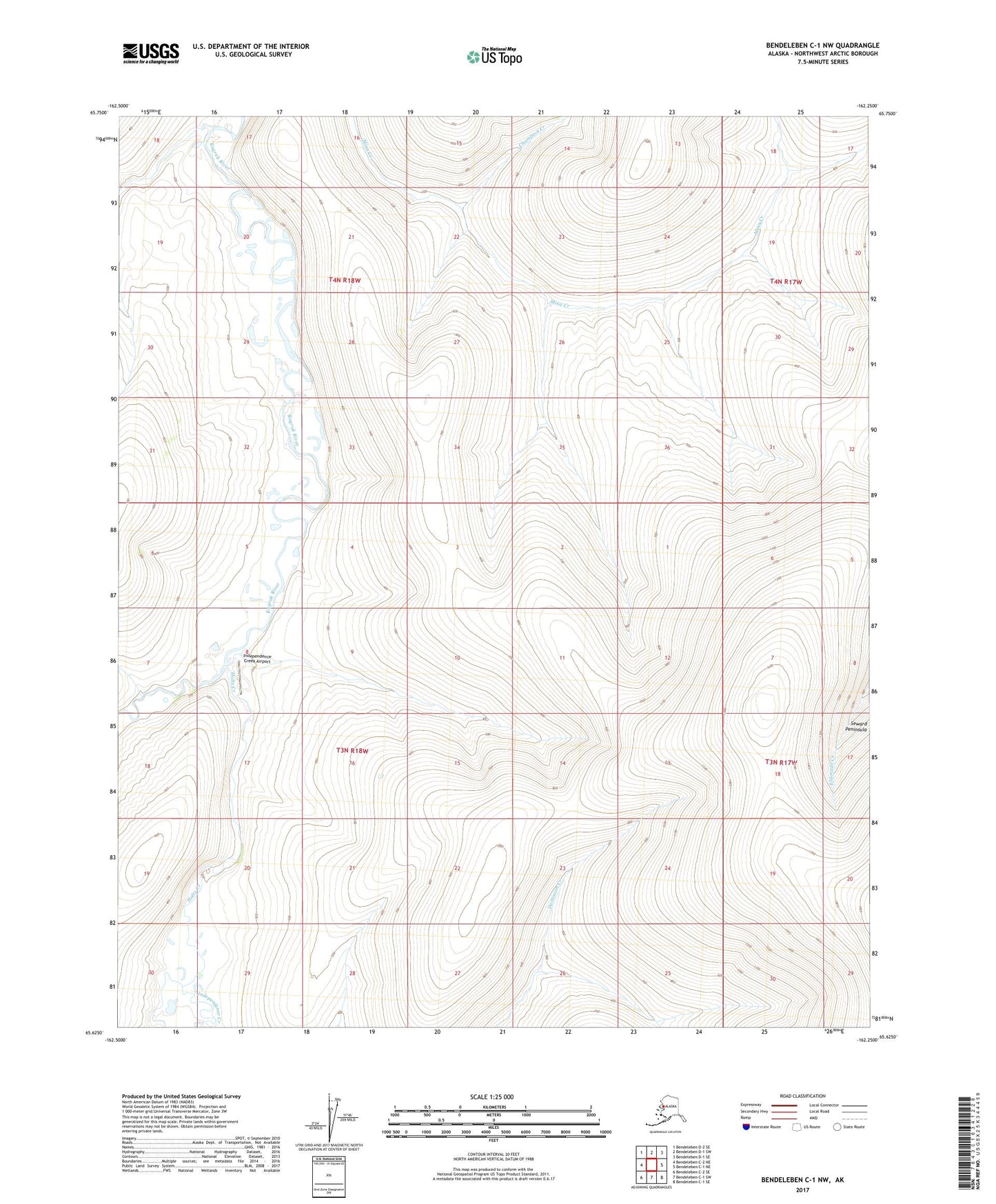 Bendeleben C-1 NW Alaska US Topo Map Image
