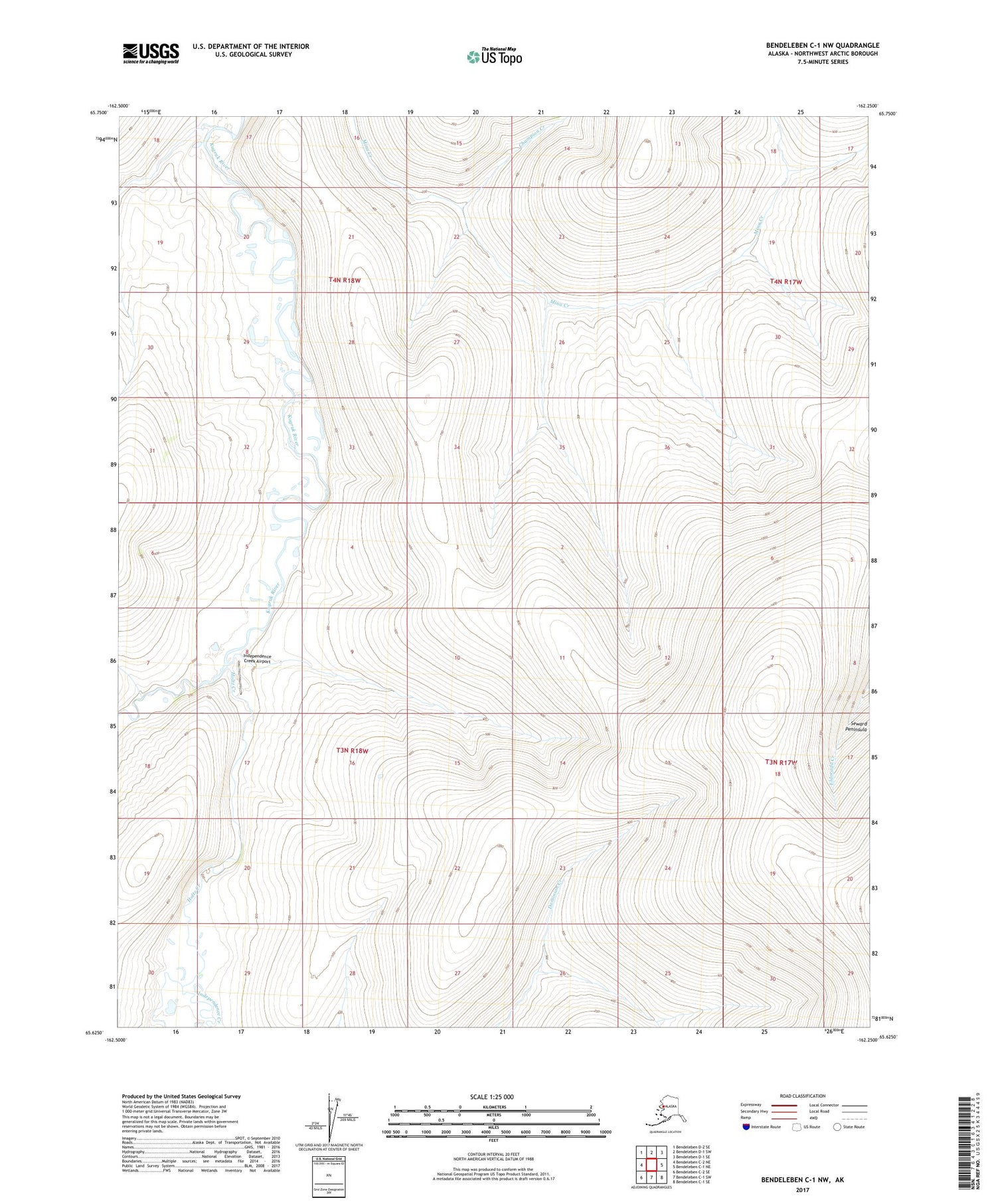 Bendeleben C-1 NW Alaska US Topo Map Image