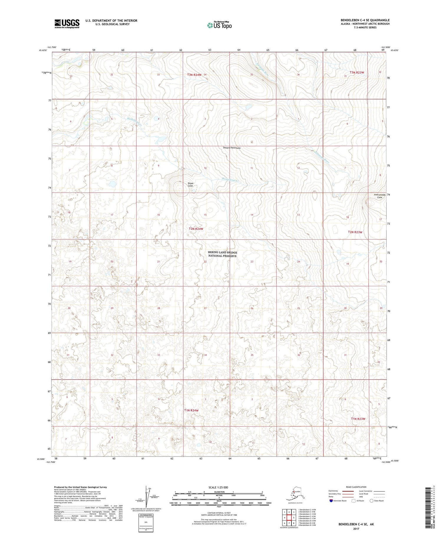 Bendeleben C-4 SE Alaska US Topo Map Image