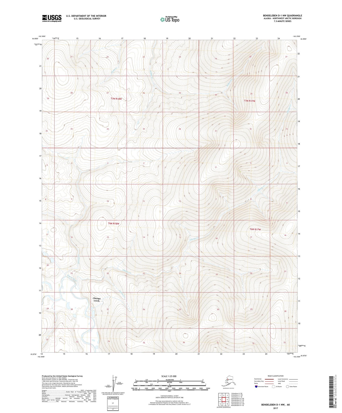 Bendeleben D-1 NW Alaska US Topo Map Image