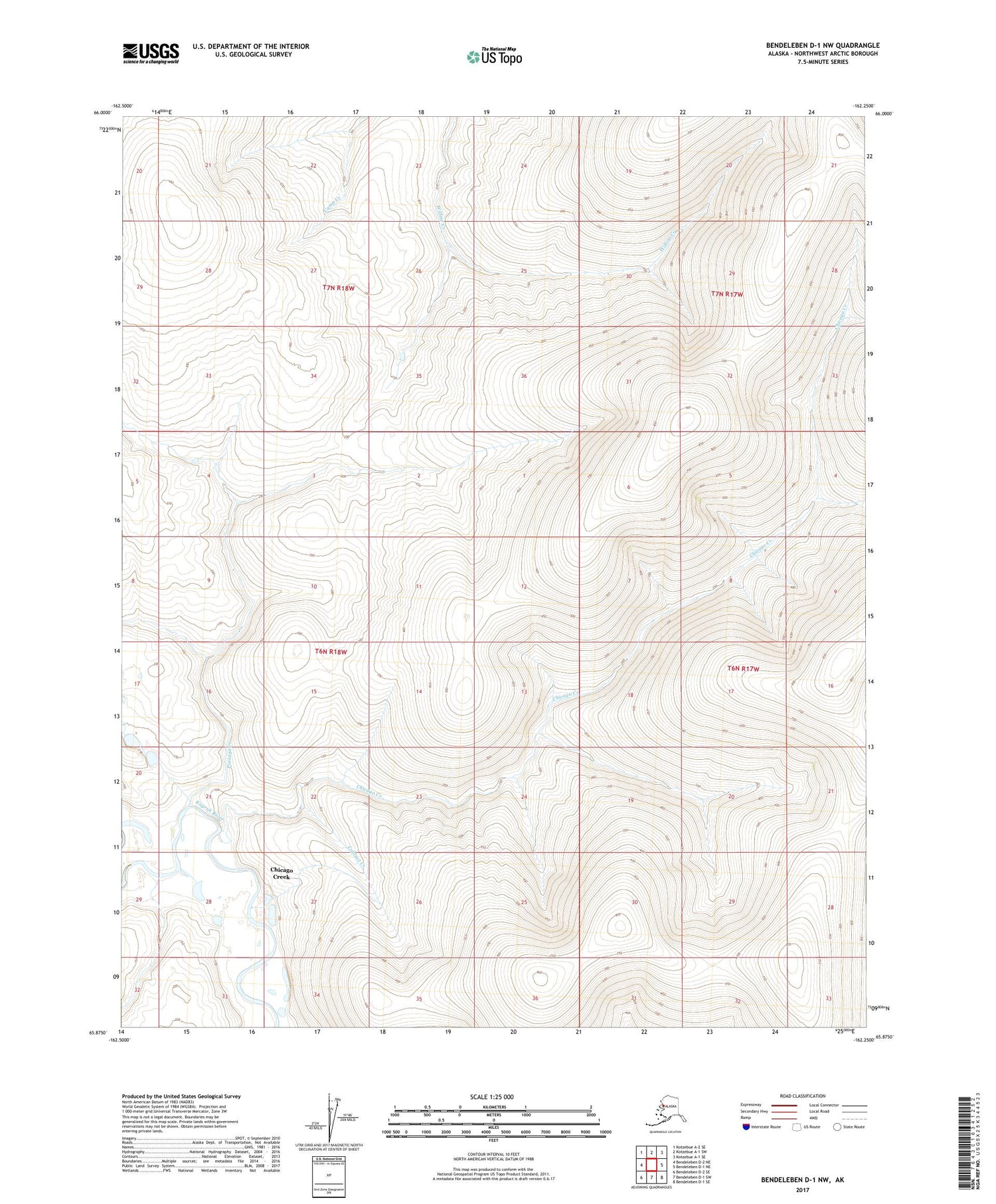 Bendeleben D-1 NW Alaska US Topo Map Image