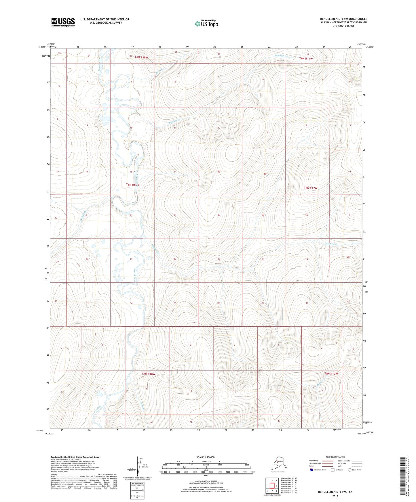 Bendeleben D-1 SW Alaska US Topo Map Image