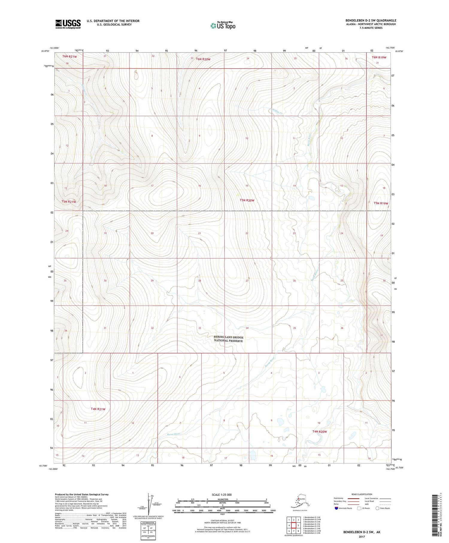 Bendeleben D-2 SW Alaska US Topo Map Image