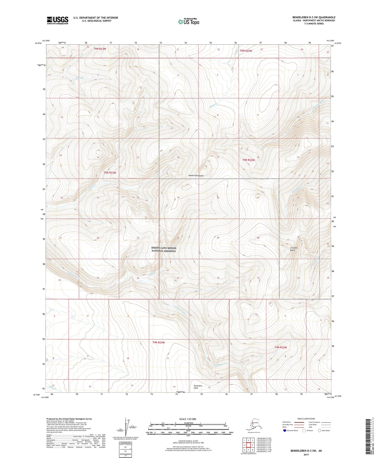 Bendeleben D-3 SW Alaska US Topo Map Image