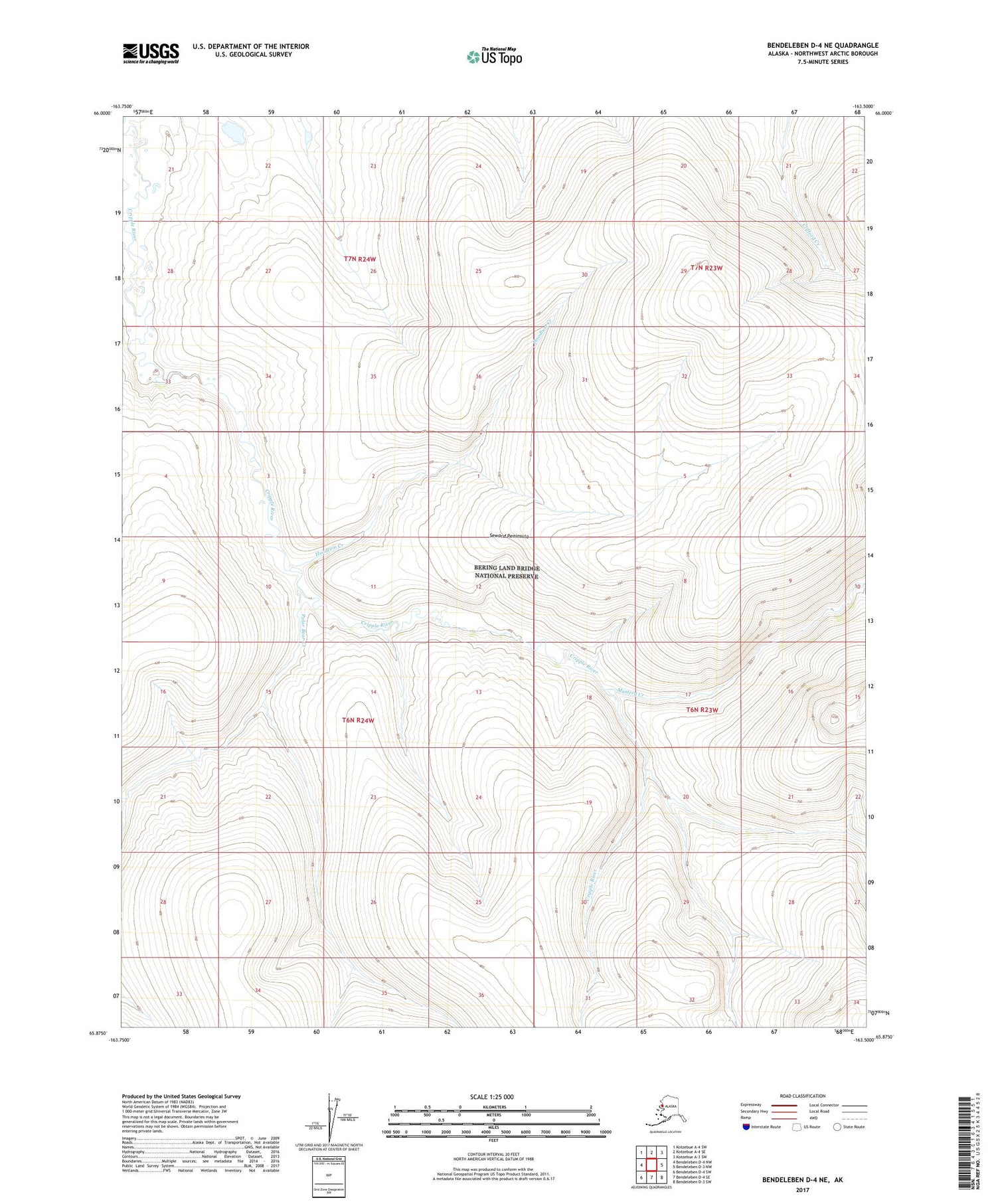 Bendeleben D-4 NE Alaska US Topo Map Image